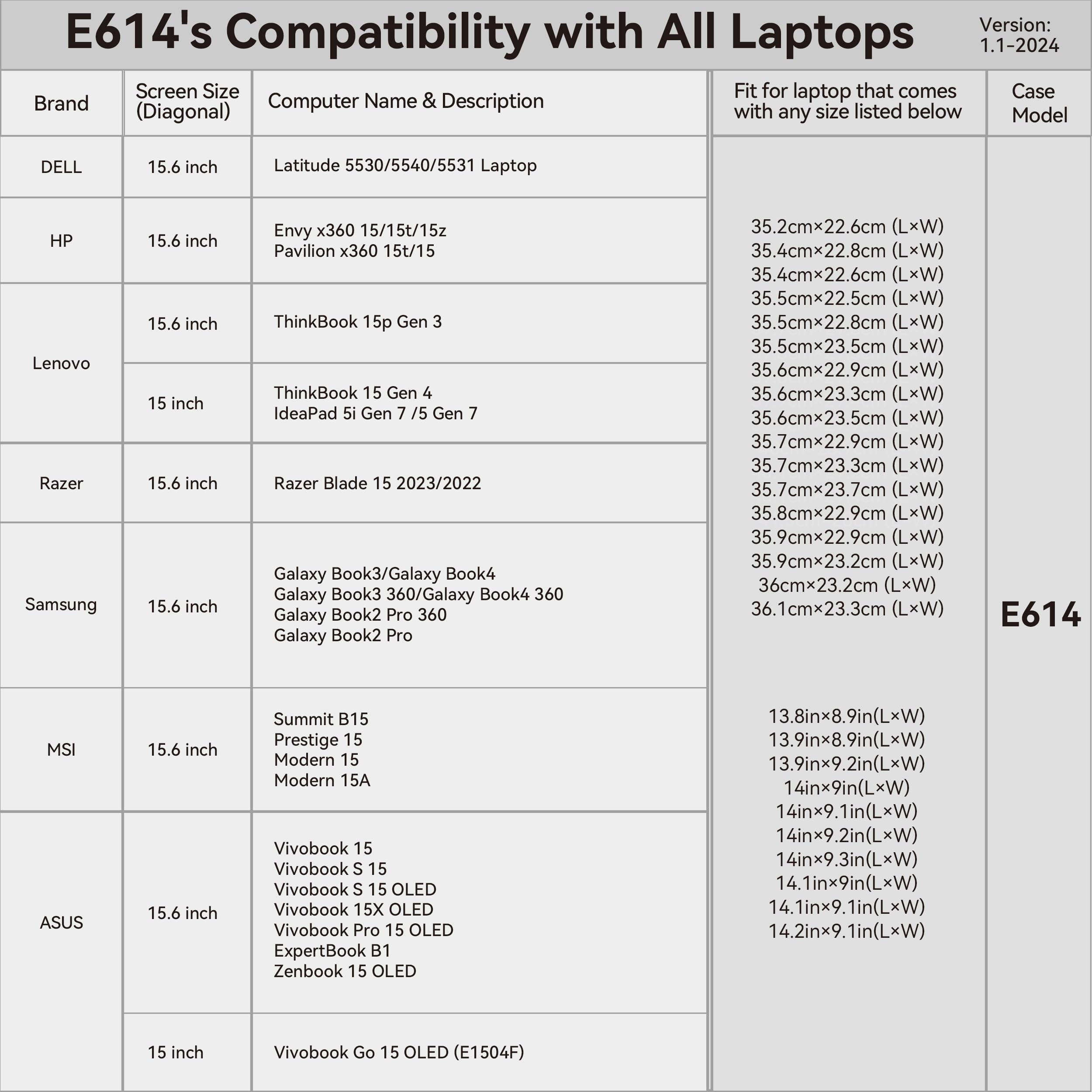 Smatree E614 housse 15,6 pouces Samsung Galaxy Book