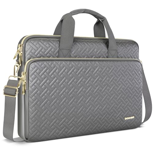 DOMISO sacoche 17,3 pouces ordinateur portable gris bandoulière