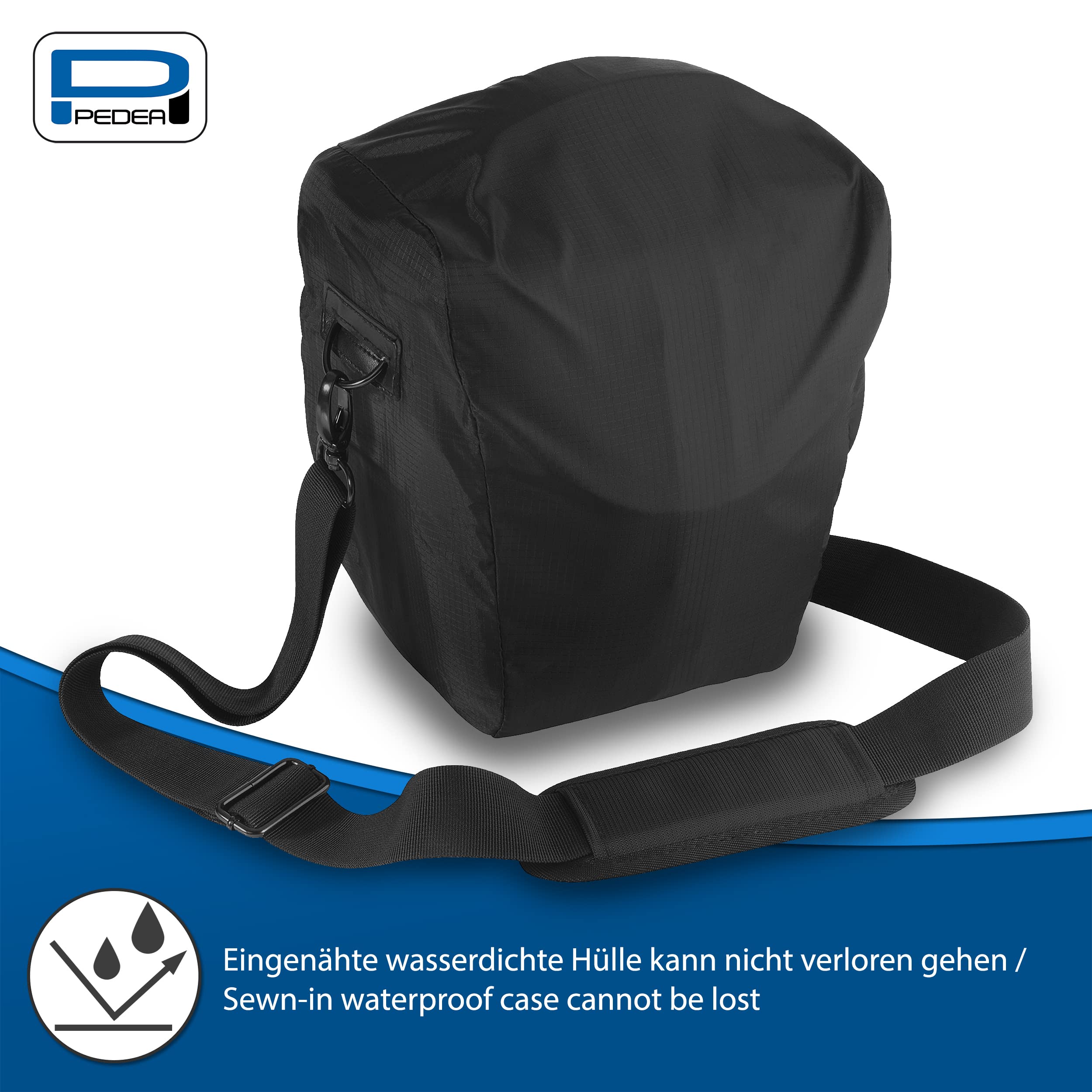 Pedea Essex Taille L sac photo reflex Noir-Bleu housse pluie