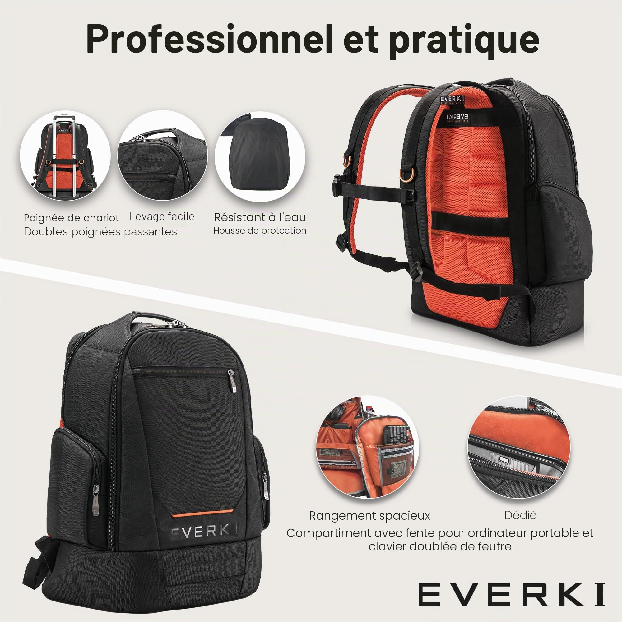 Everki Flight sac à dos PC 16 pouces 3 compartiments