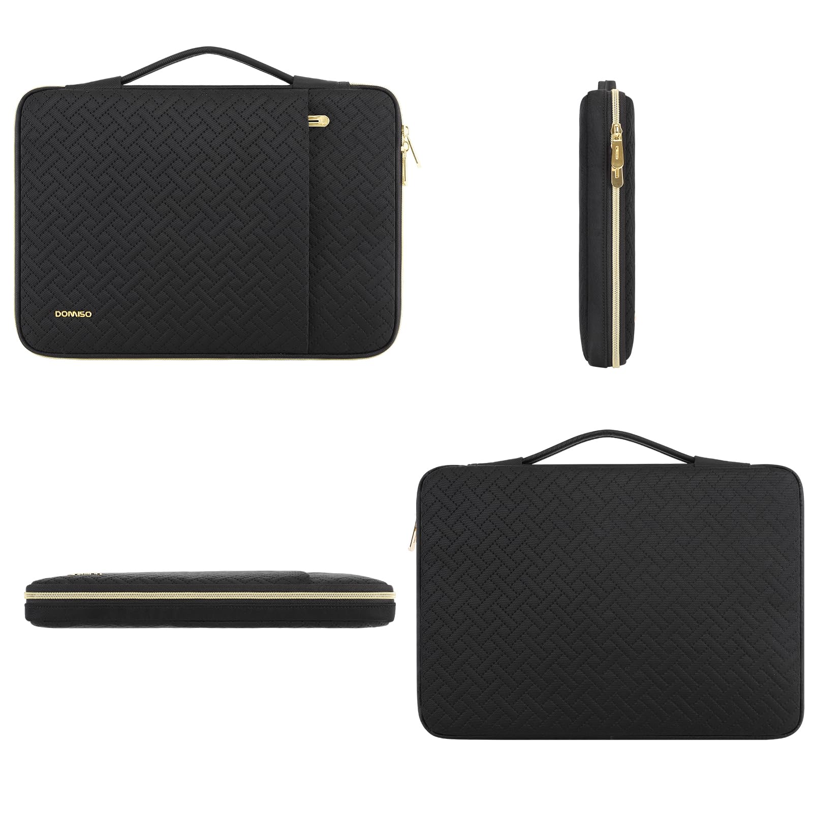 Domiso 15,6 pouces housse ordinateur noir zip doré fine