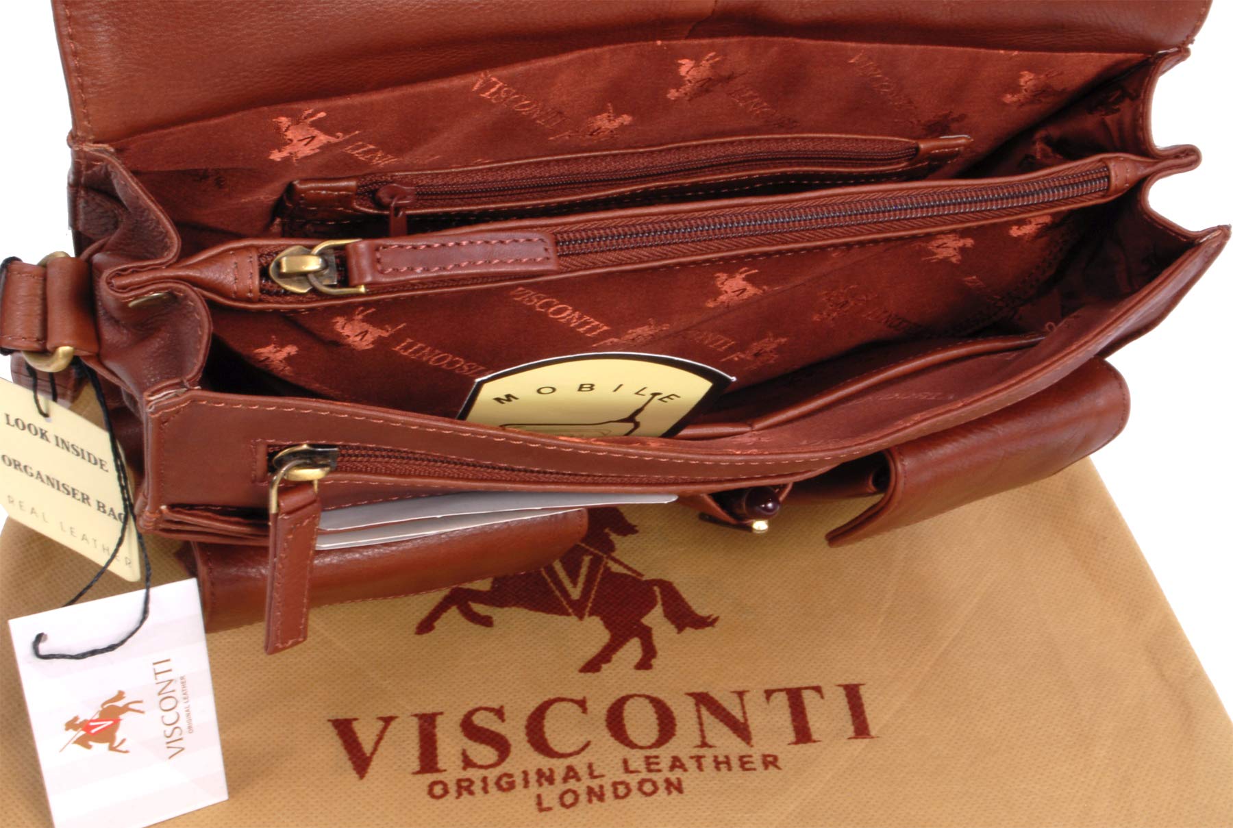 Visconti 754 Tess sac bandoulière femme cuir marron rabat