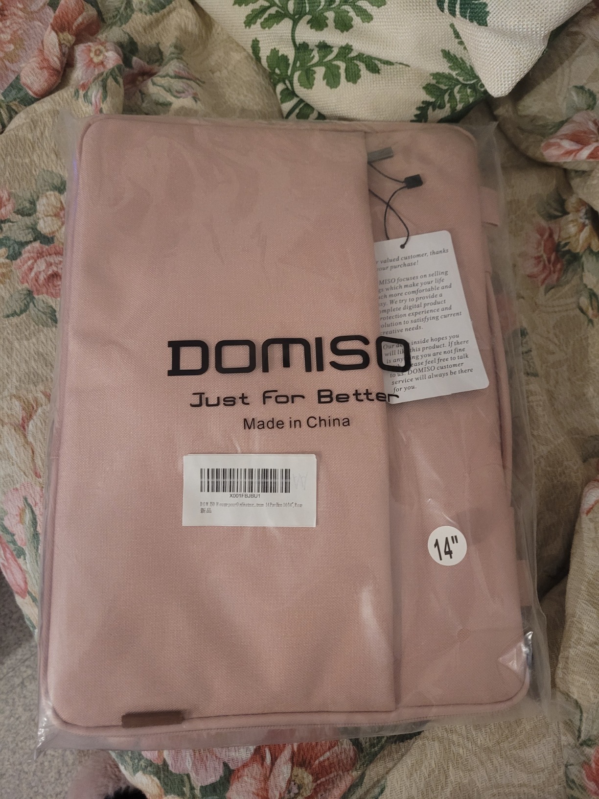DOMISO Housse ordinateur portable 14 pouces rose avec pochette