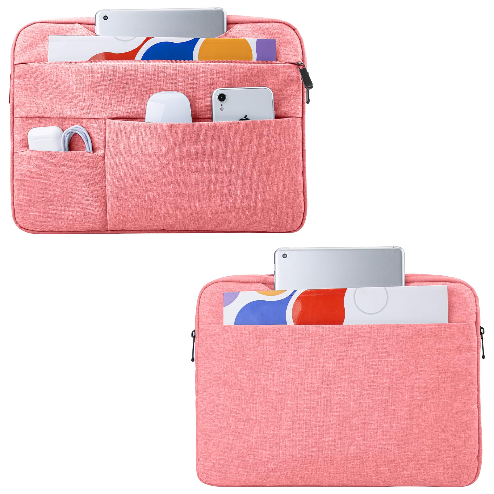 jooeer 14 pouces housse PC rose poignée 6 poches