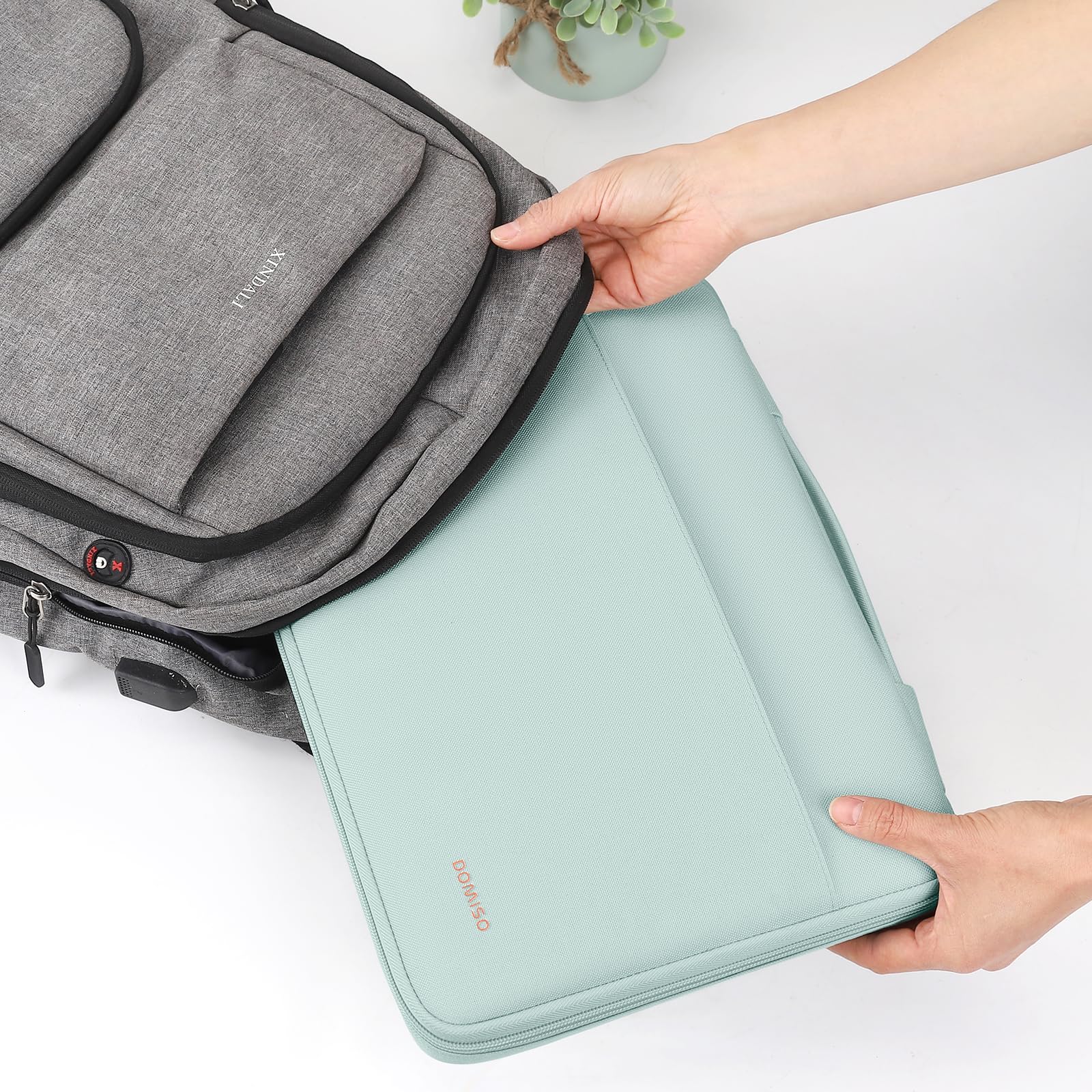 DOMISO 15,6 Pouces Housse Ordinateur Menthe Verte Imperméable