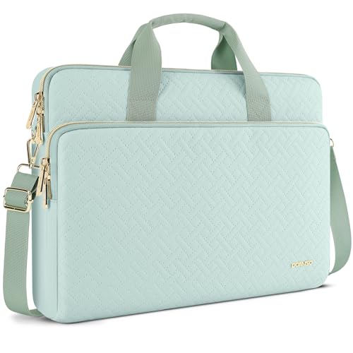 DOMISO sacoche ordinateur 15,6 pouces menthe bandoulière zip doré
