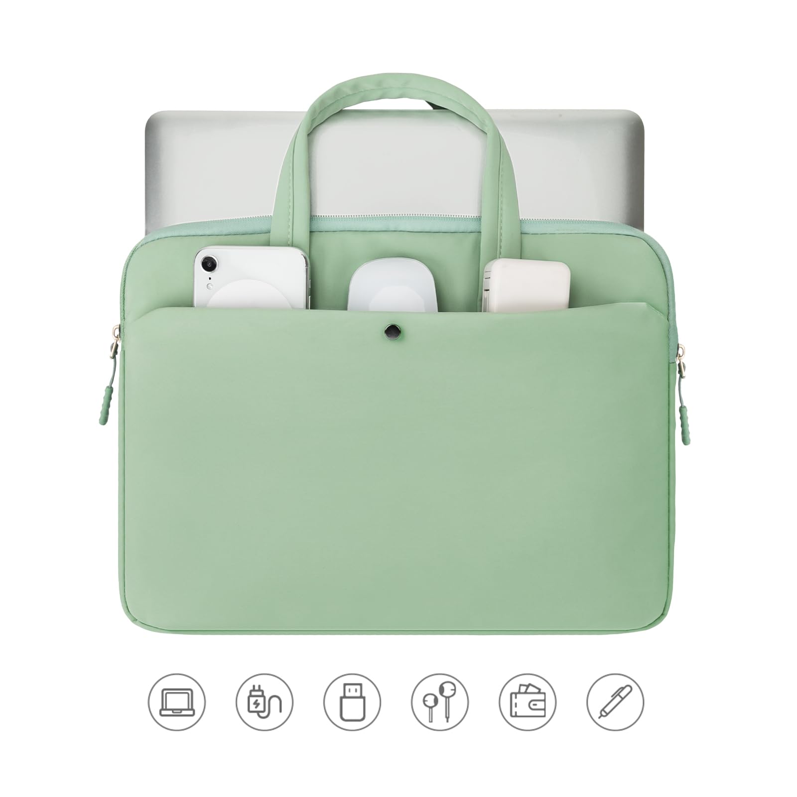 Jooeer housse 13" MacBook pochette verte à poignée