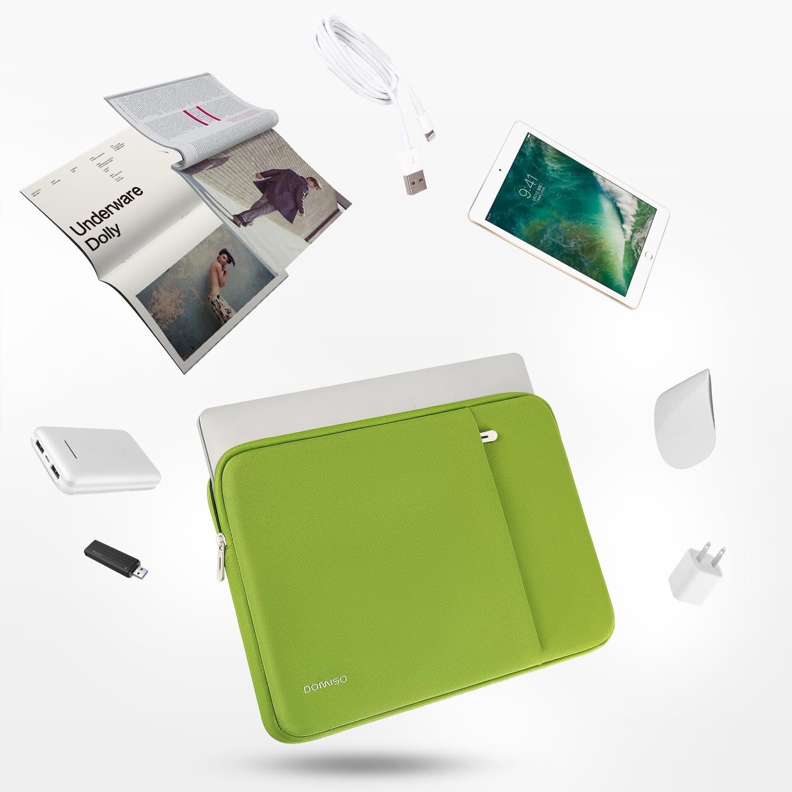 DOMISO 17,3 Pouces Sacoche PC Portable Vert Clair Étanche