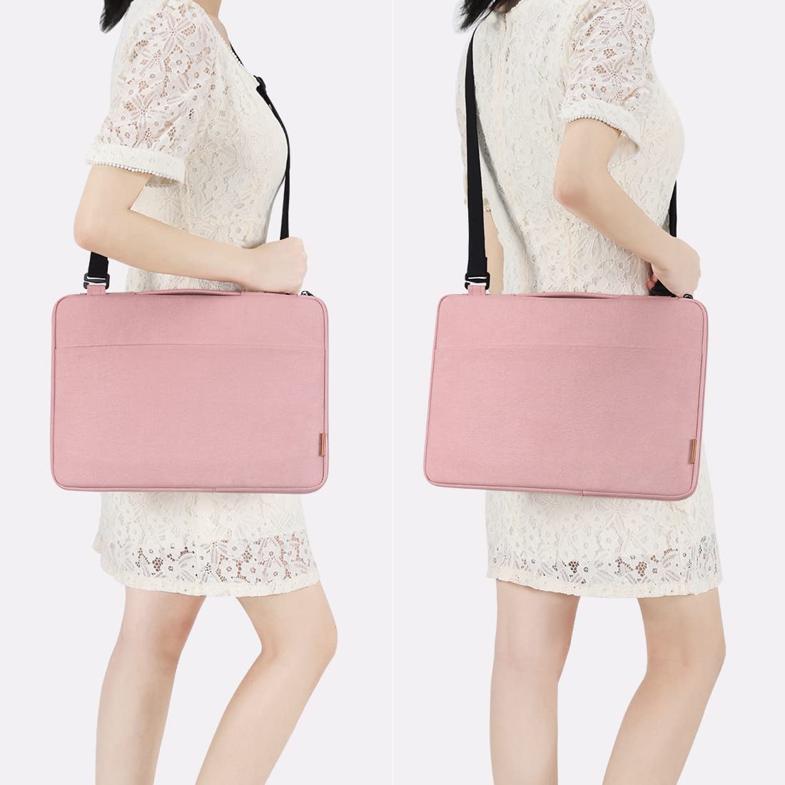 DOMISO Housse ordinateur portable 14 pouces rose avec pochette