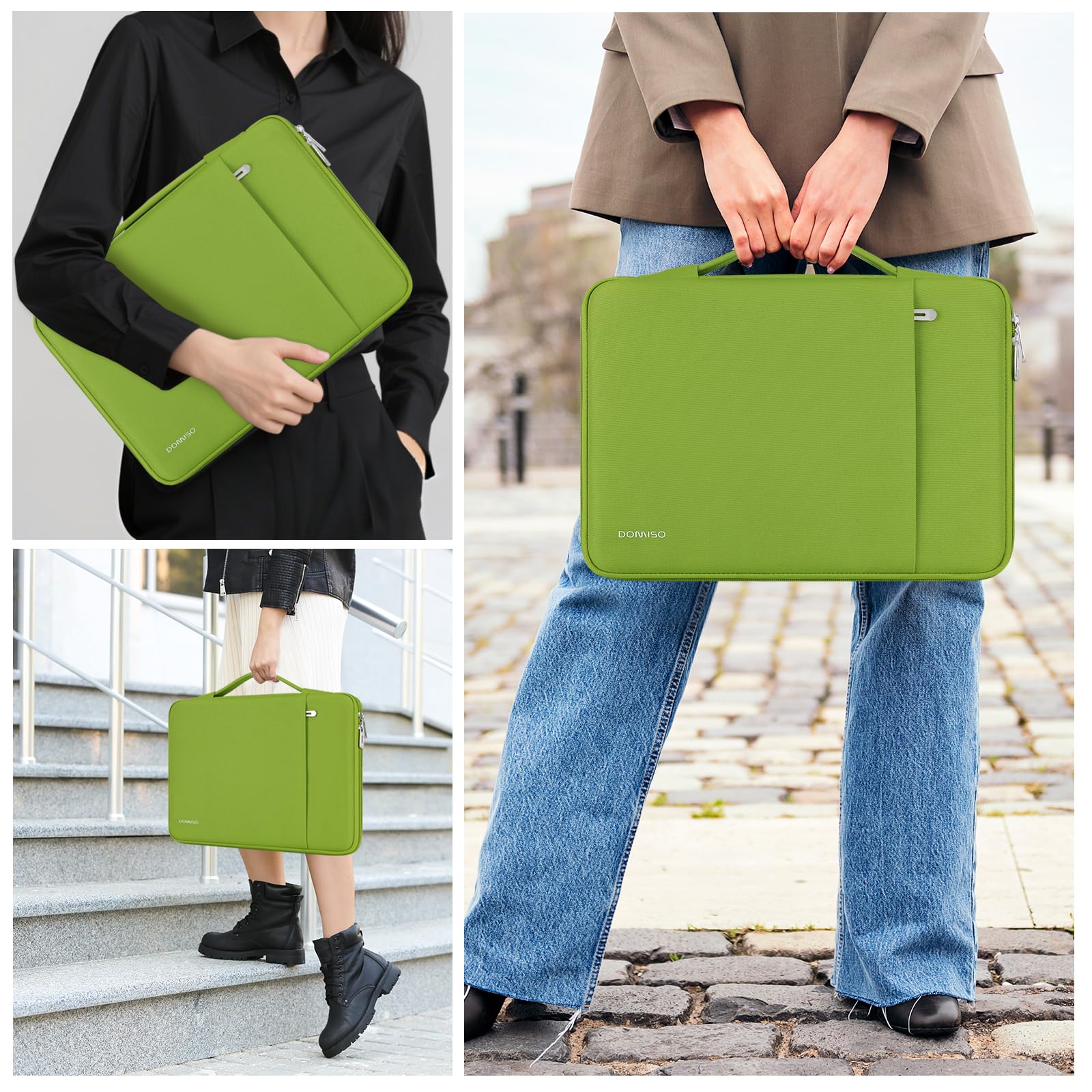 DOMISO housse ordinateur portable 17,3 pouces vert herbe antichoc