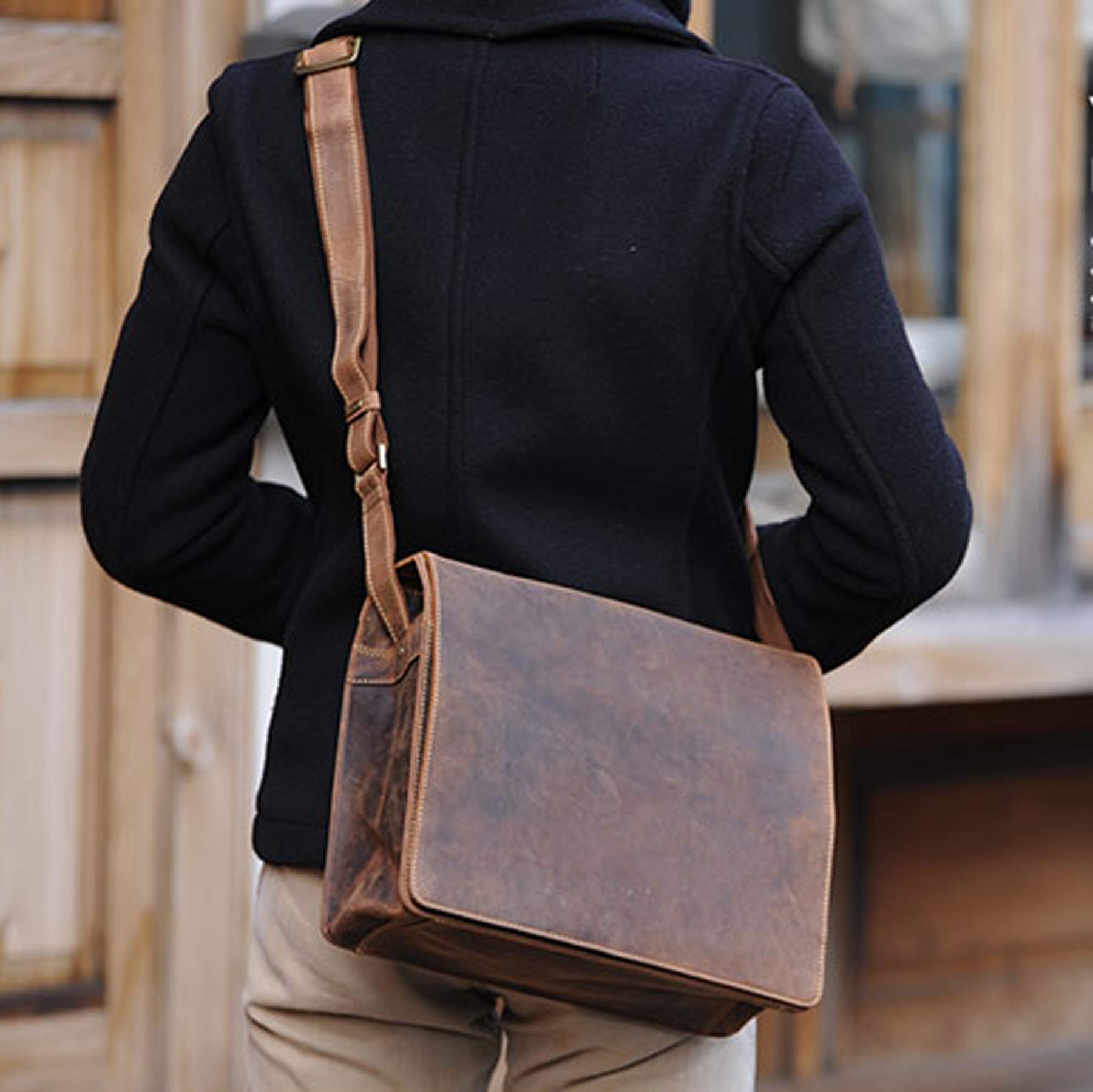 Visconti 18548 Harvard sac cuir moka A4 bandoulière