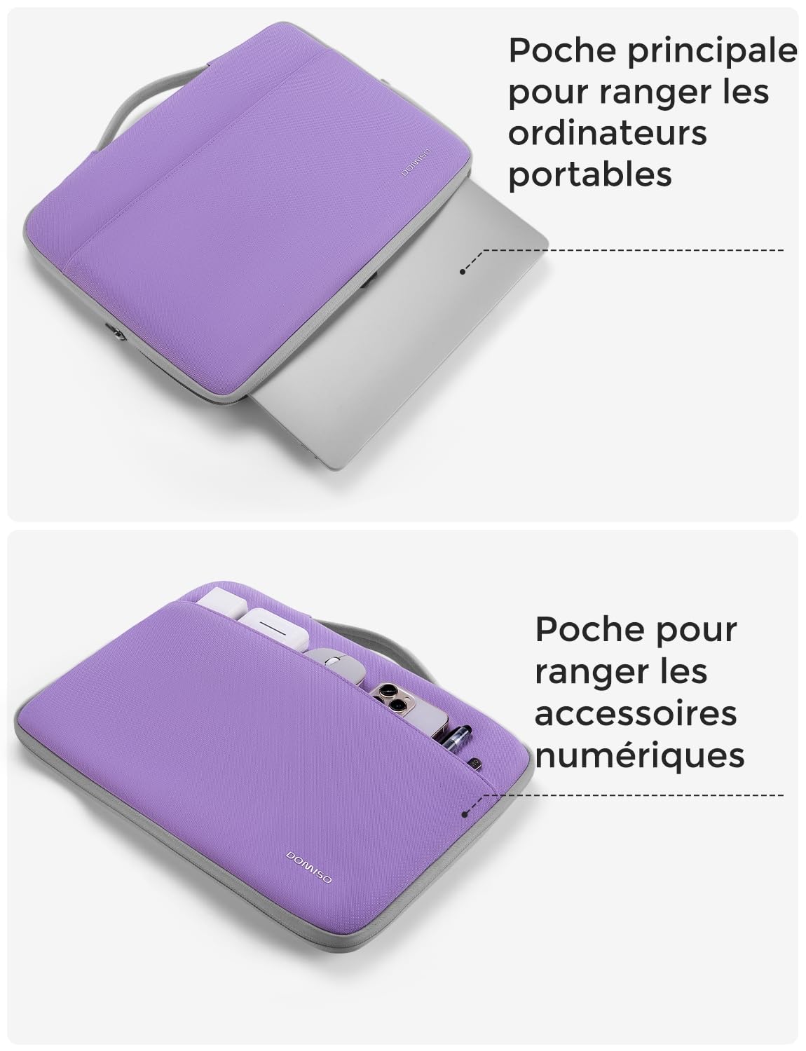 DOMISO housse ordinateur portable 15,6 pouces violet imperméable