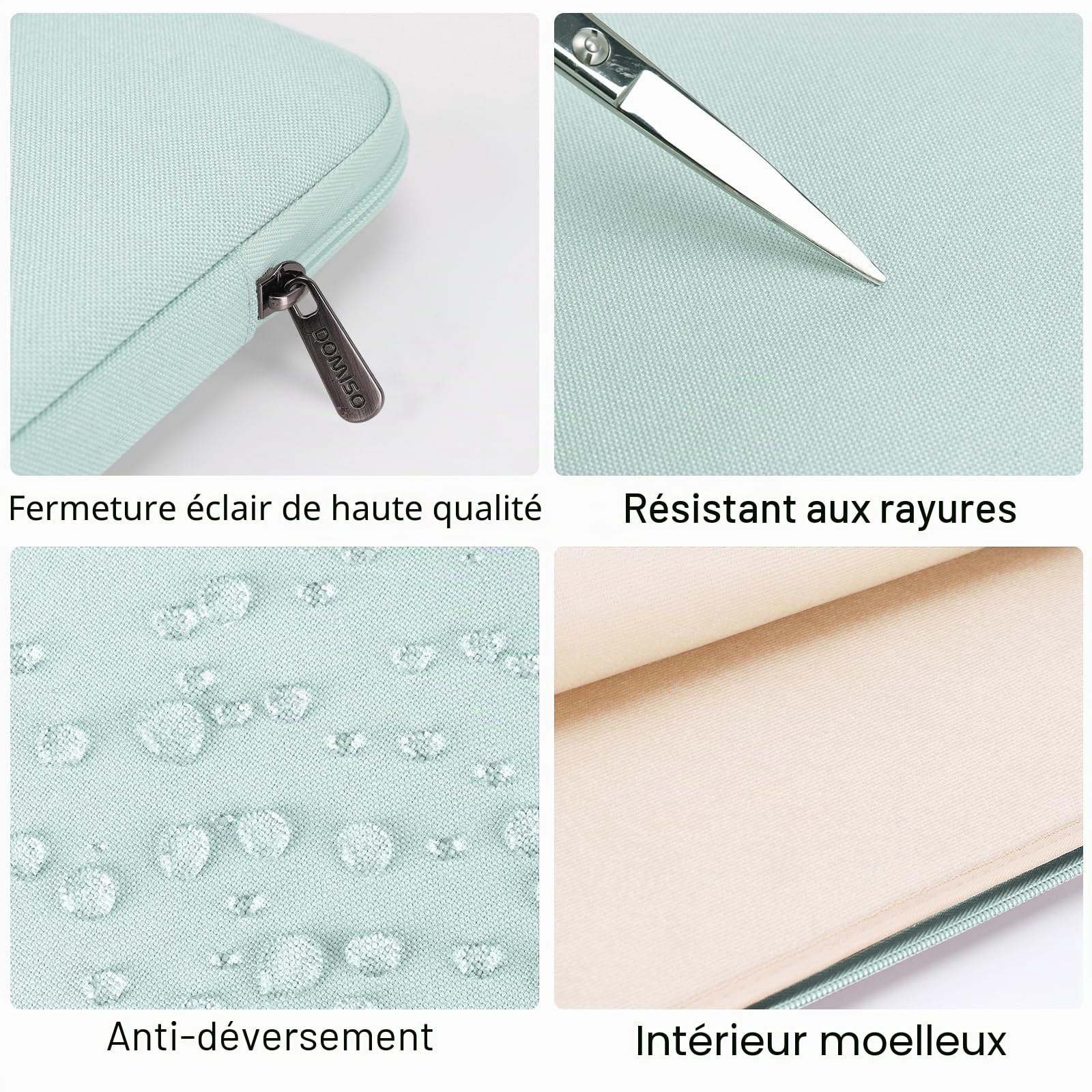 DOMISO housse ordinateur portable 17 pouces menthe verte imperméable
