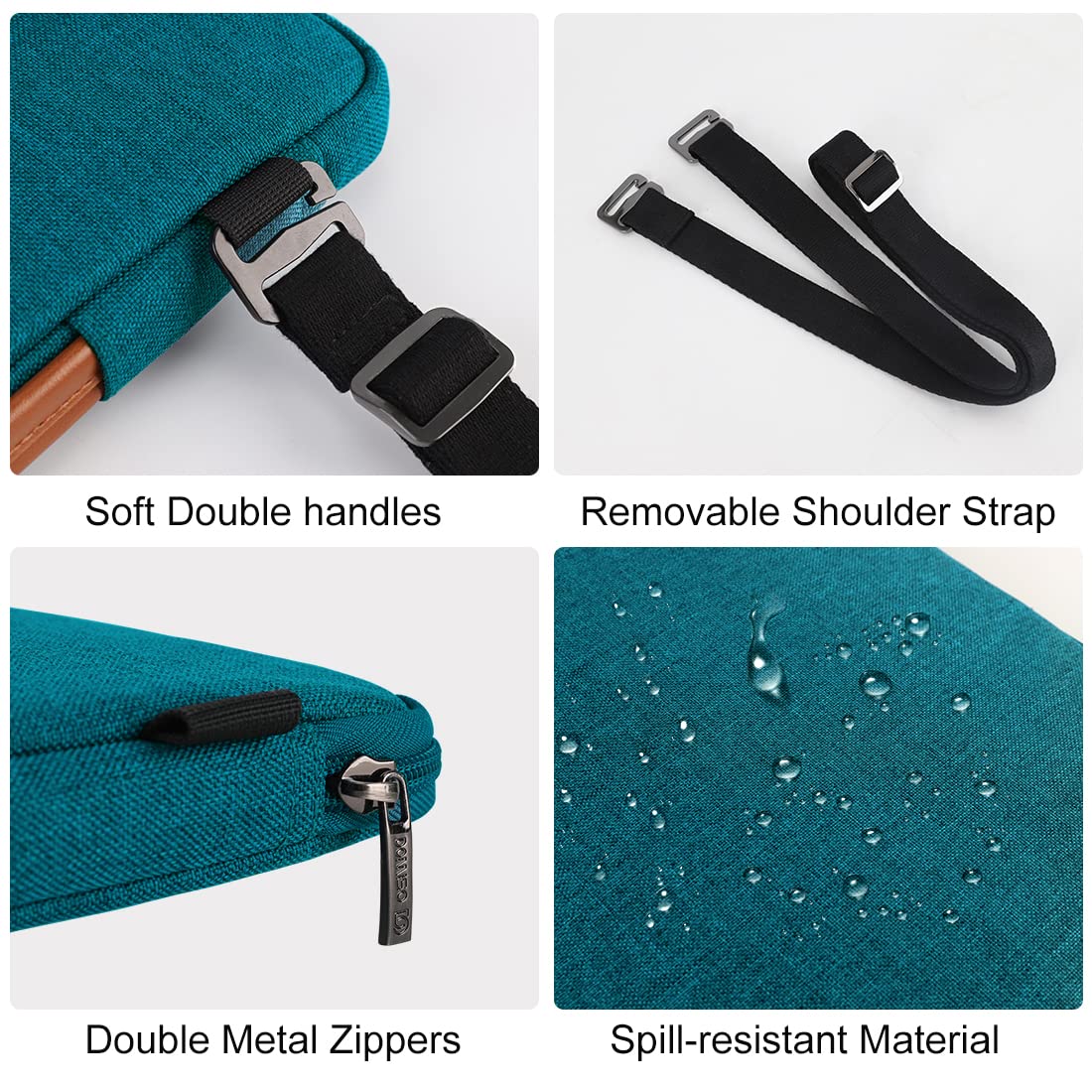 DOMISO 14 pouces housse ordinateur turquoise + mini pochette