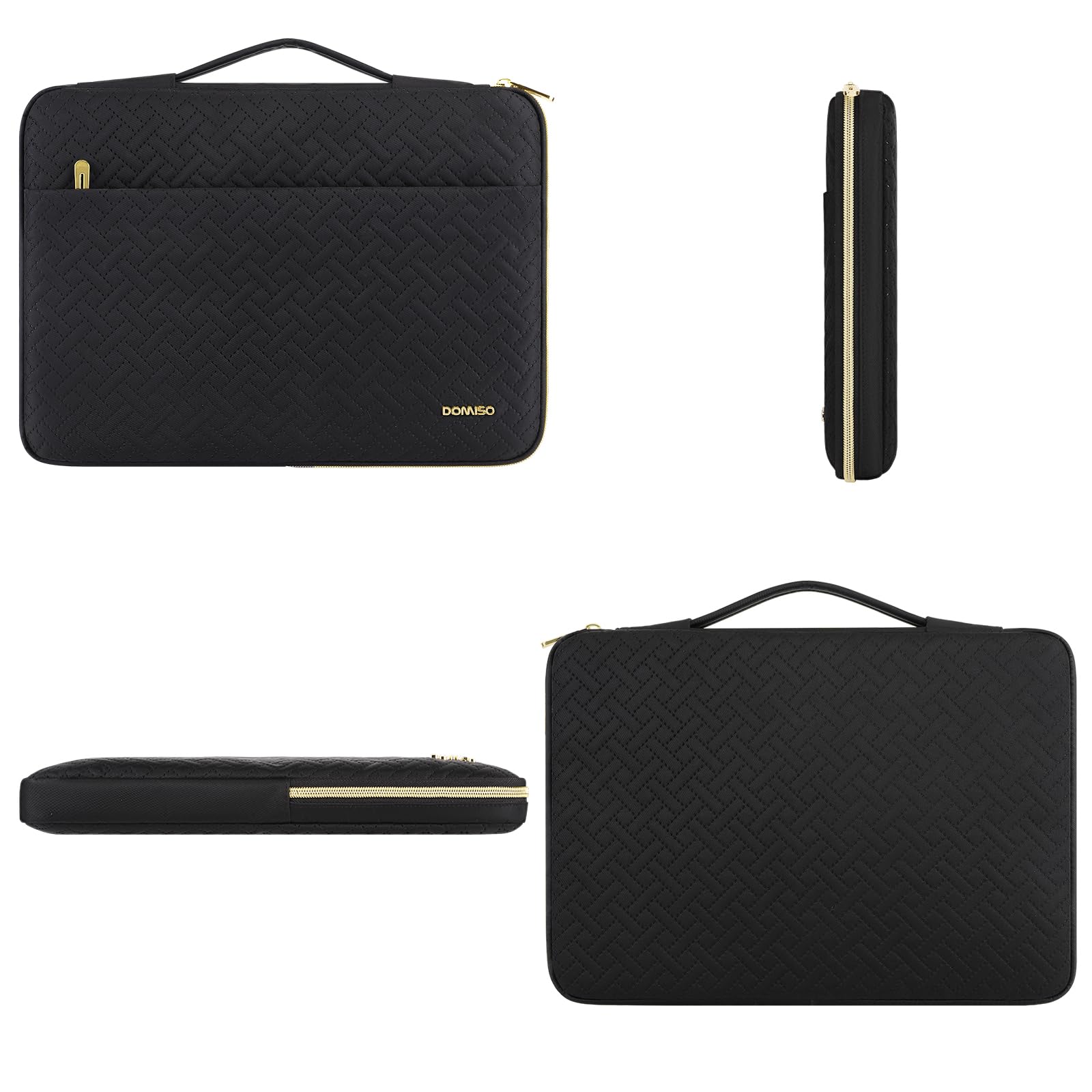 Domiso 16" housse PC noire zip doré avec pochette