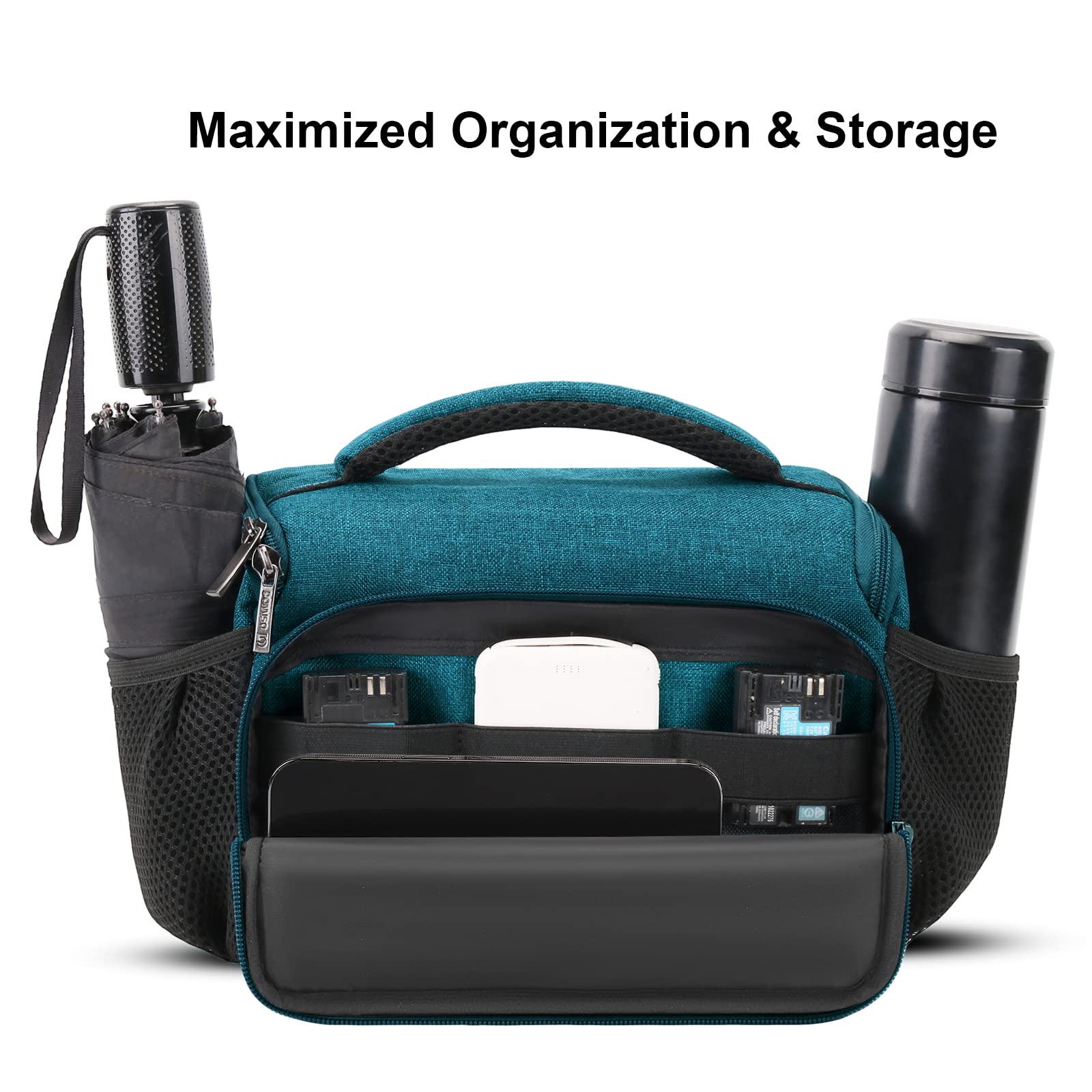 Domiso sac appareil photo reflex turquoise compact