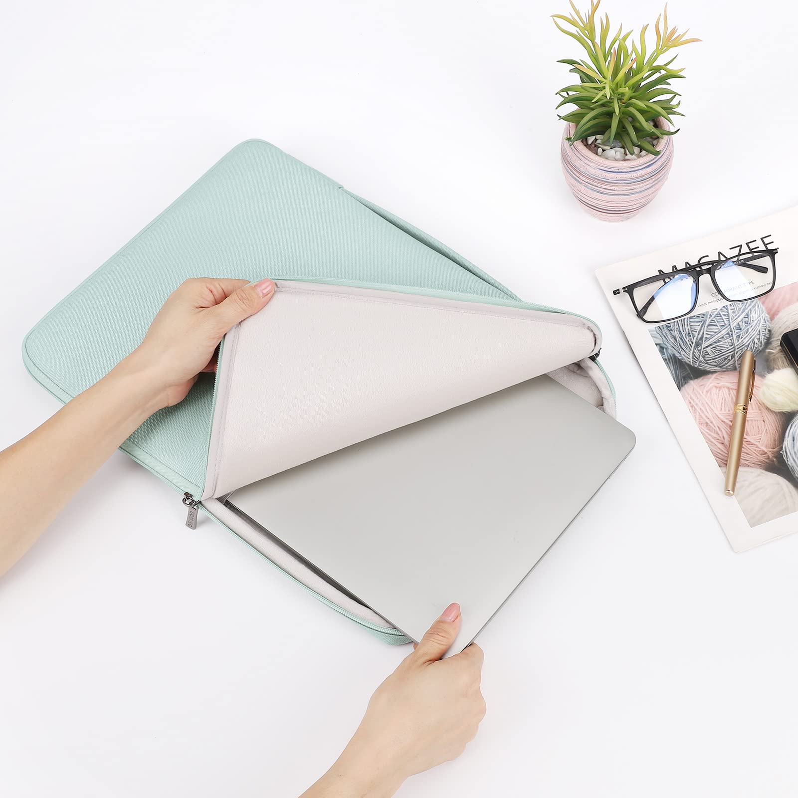 DOMISO Pochette PC portable 17,3 pouces menthe verte antichoc