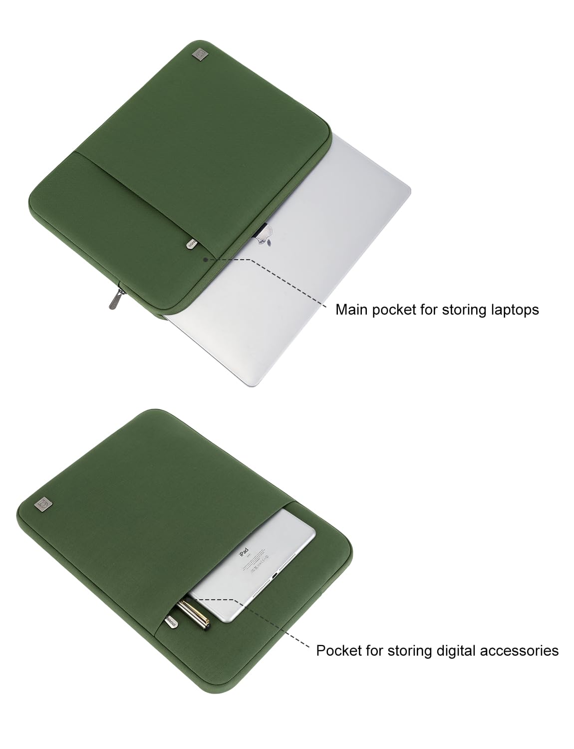 Domiso LP08 housse PC 13 pouces vert avocat imperméable