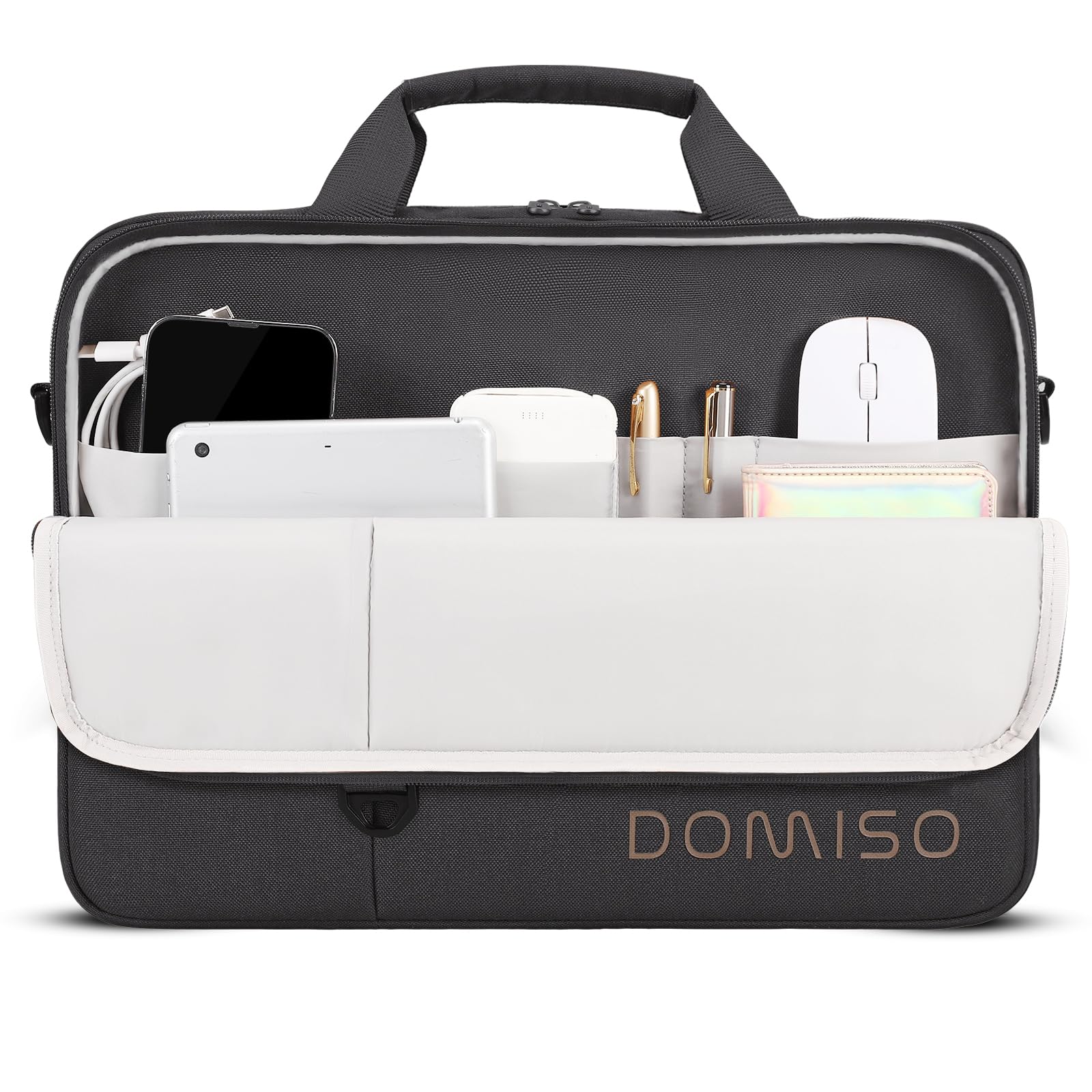 DOMISO 15,6 pouces sacoche ordinateur noire bandoulière