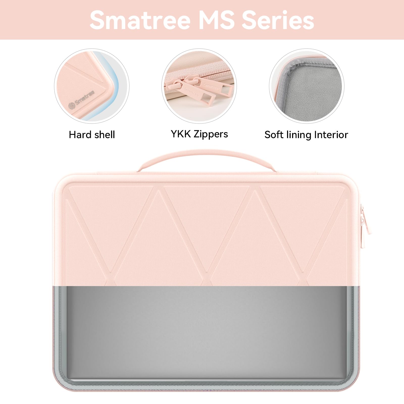 Smatree MS89 housse PC 16" rigide rose avec support