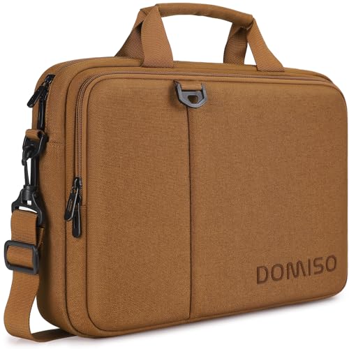 DOMISO 15,6 Pouces Sacoche Ordinateur Brun Toile 3 Ports
