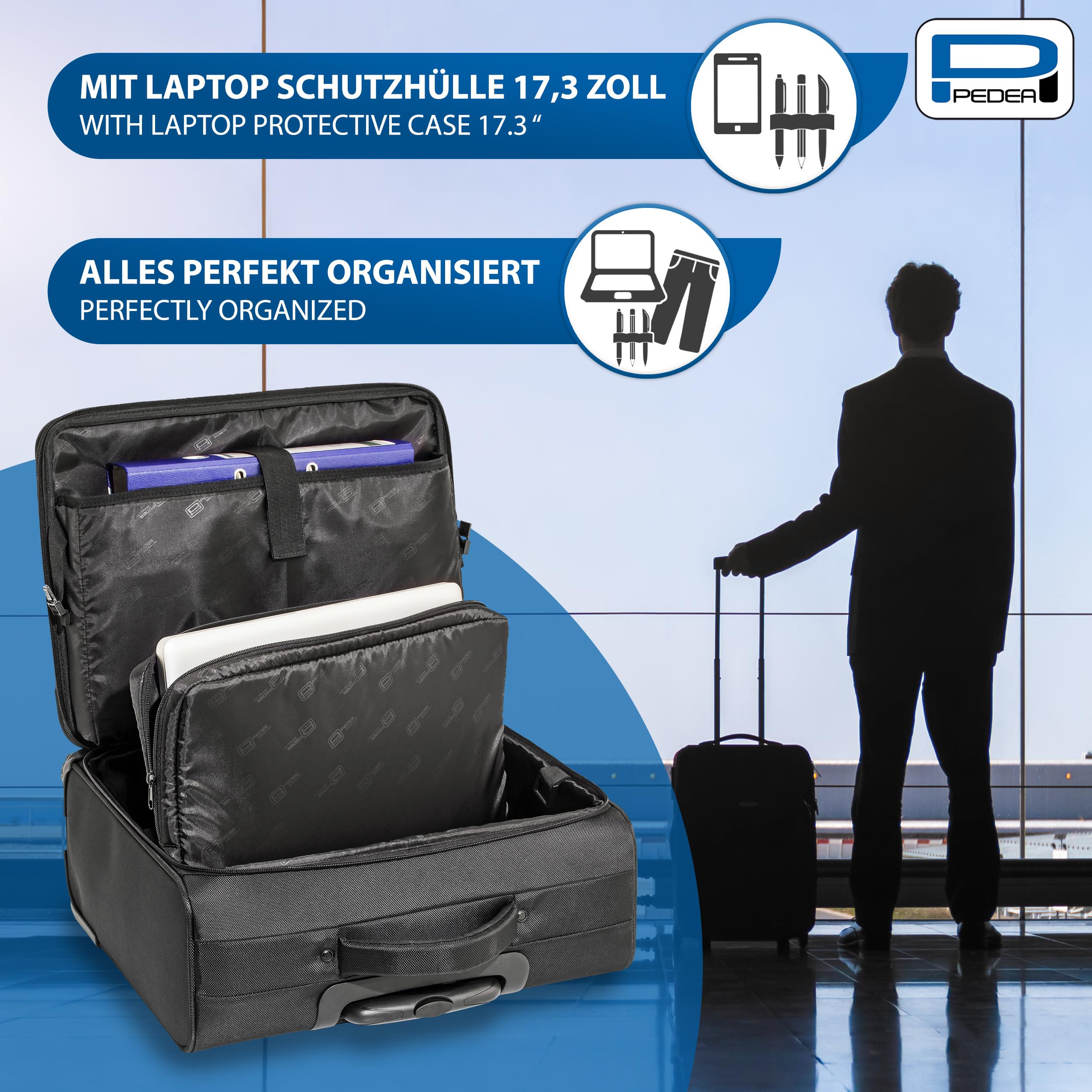 Pedea Premium Plus trolley ordinateur 17,3 pouces noir