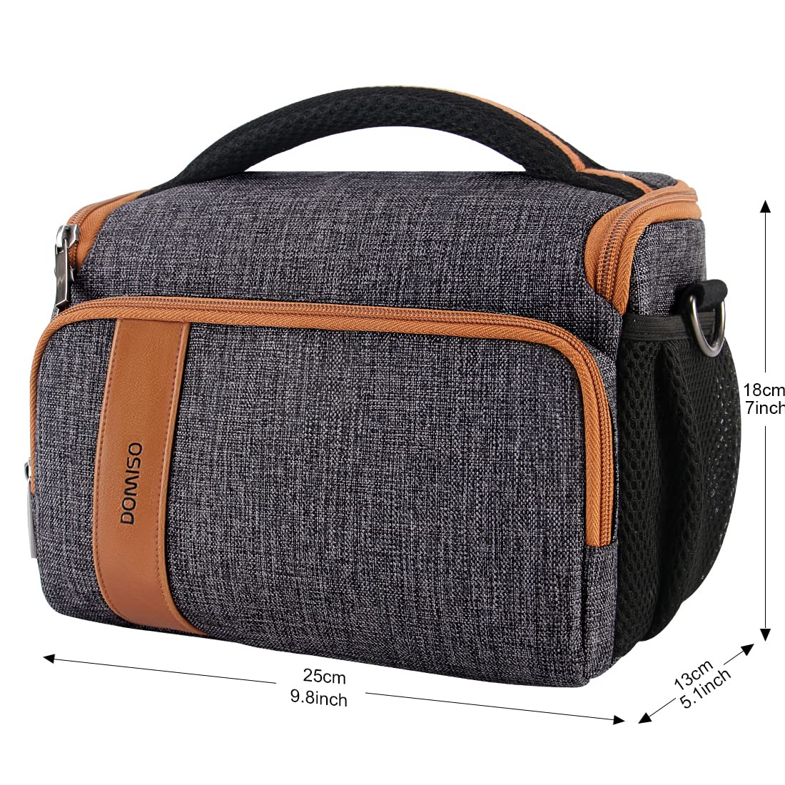 DOMISO Sac appareil photo reflex bandoulière gris foncé rembourré