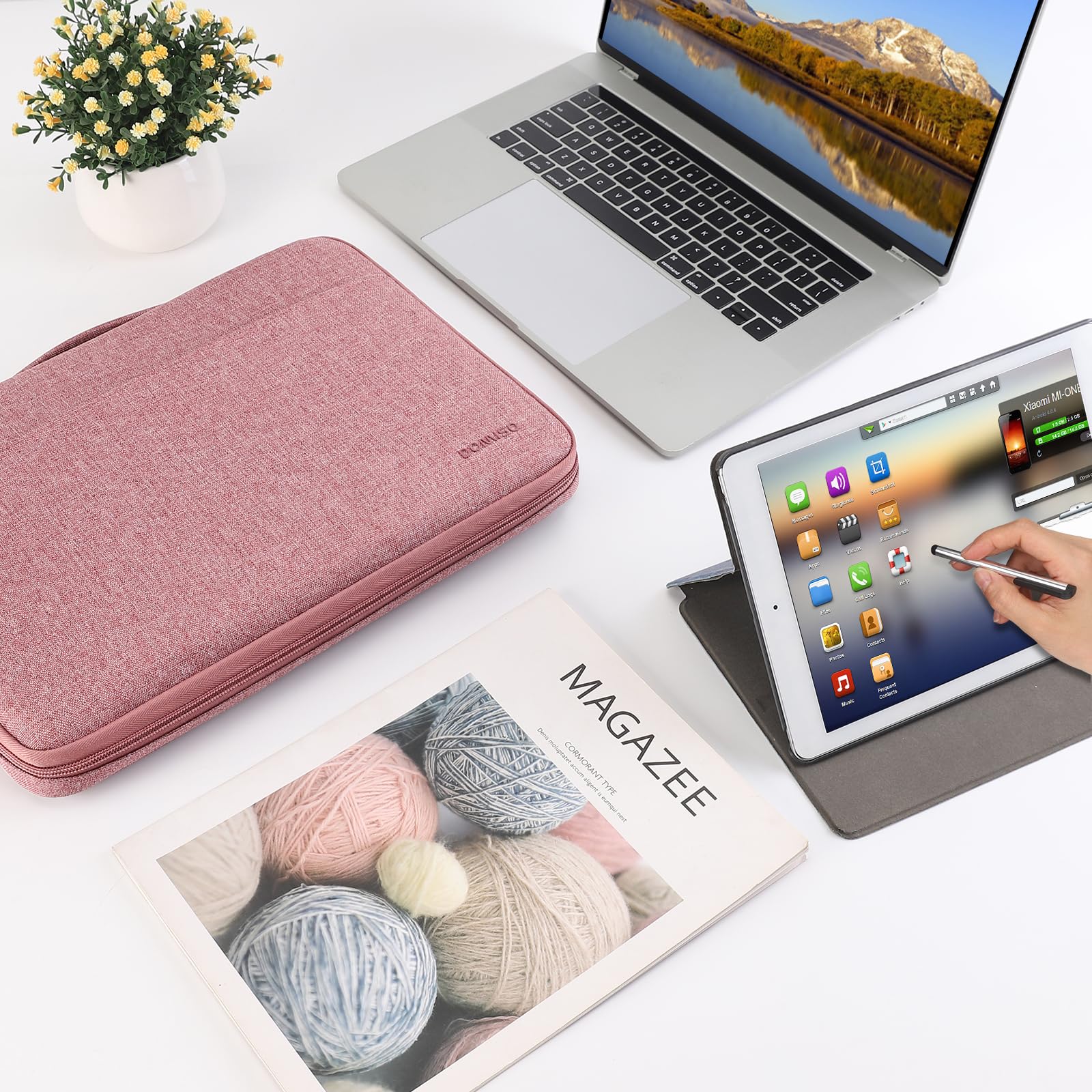 DOMISO 15,6 Pouces Housse Ordinateur Portable Rose Imperméable