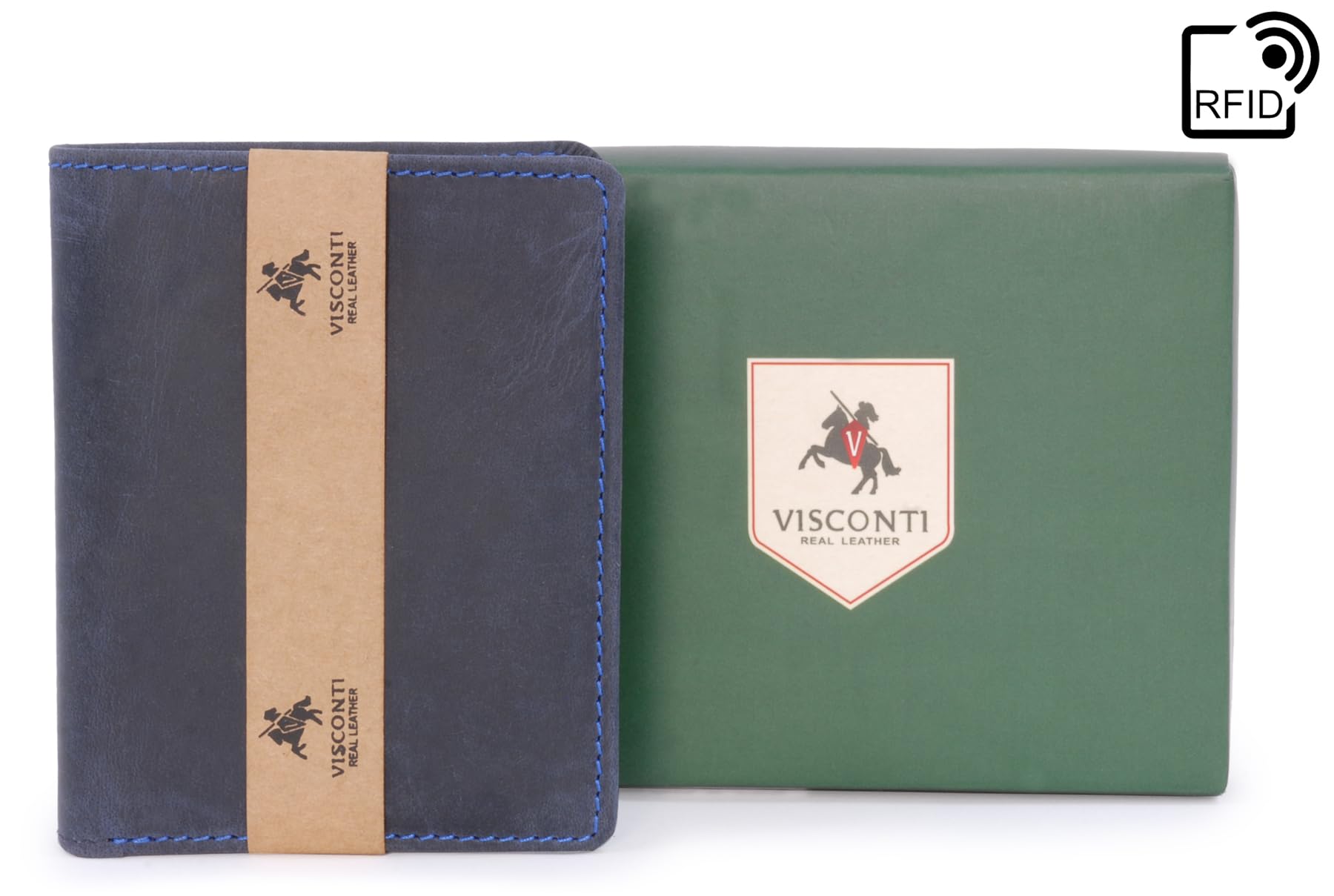 Visconti 705 Arrow portefeuille homme cuir Bleu RFID 6 cartes