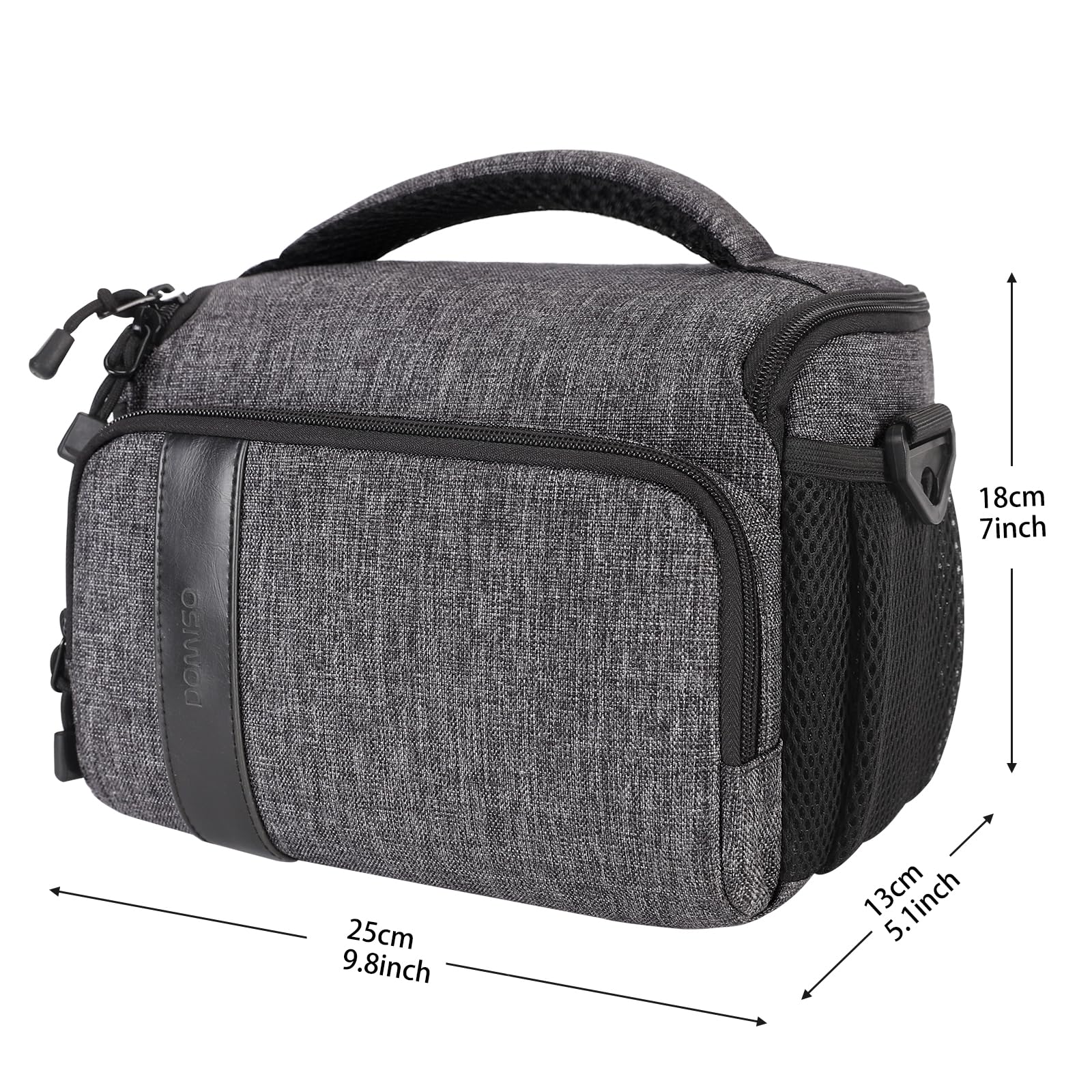 Domiso sac bandoulière appareil photo gris imperméable