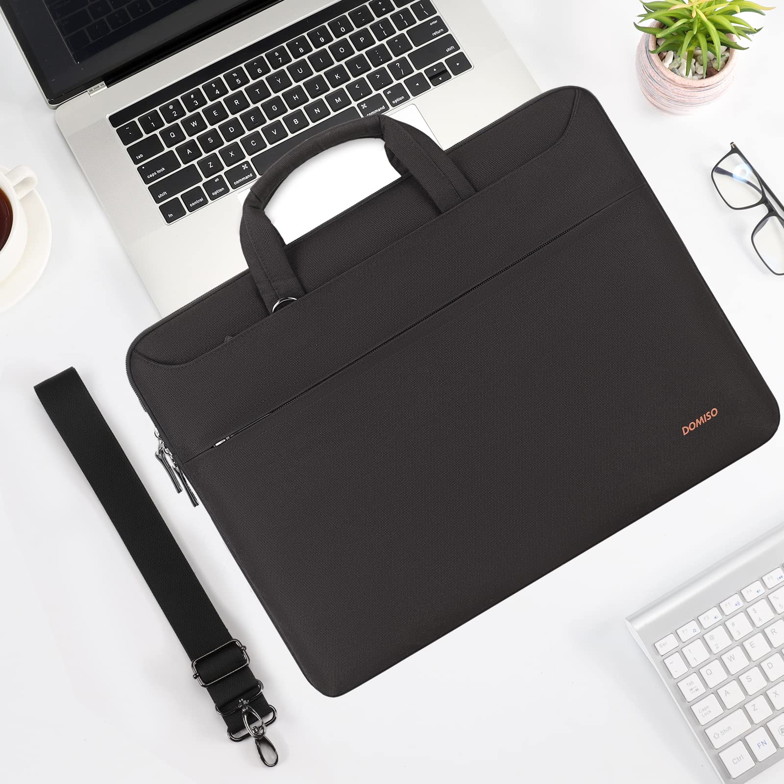 DOMISO housse 17 pouces bandoulière noire USB