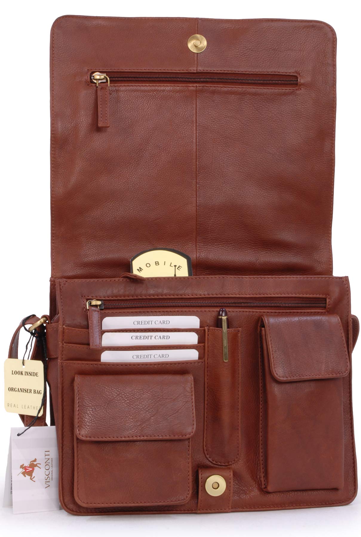 Visconti 754 Tess sac bandoulière femme cuir marron rabat