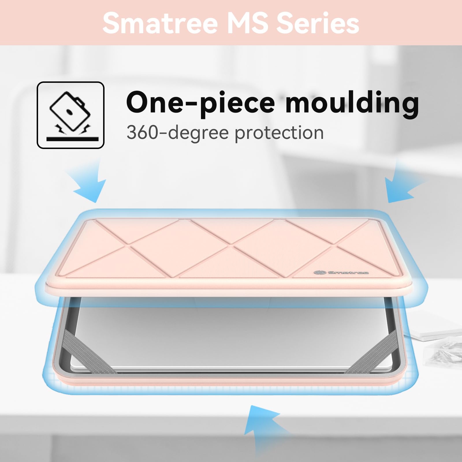 Smatree MS89 housse PC 16" rigide rose avec support