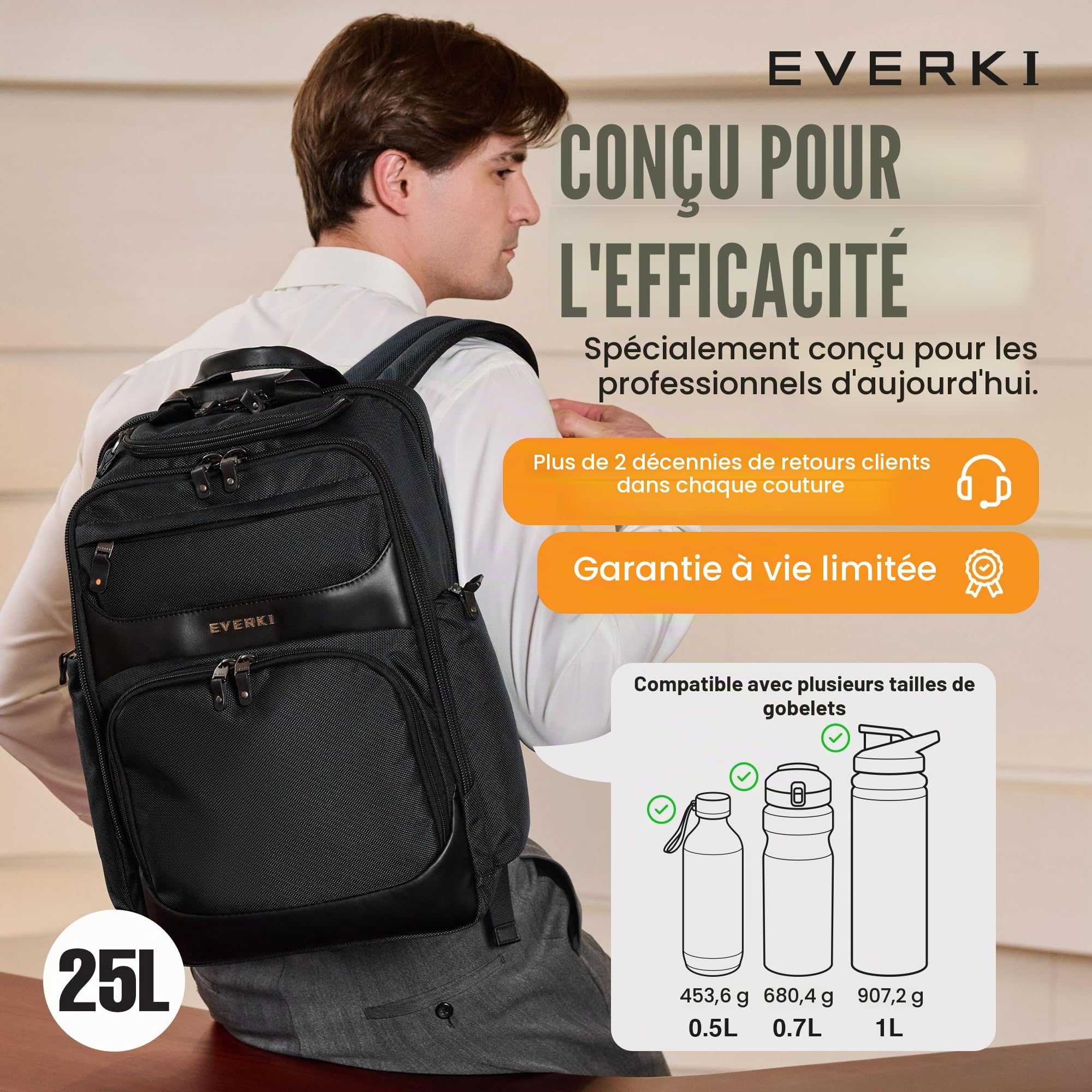 Everki Onyx EKP132 sac à dos 15,6" noir 25 L