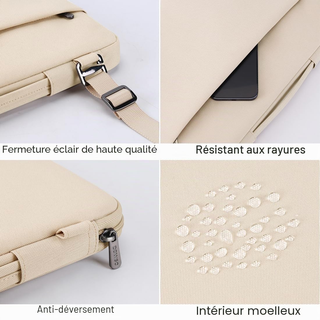 DOMISO 14 Pouces Housse Ordinateur Portable Beige Imperméable