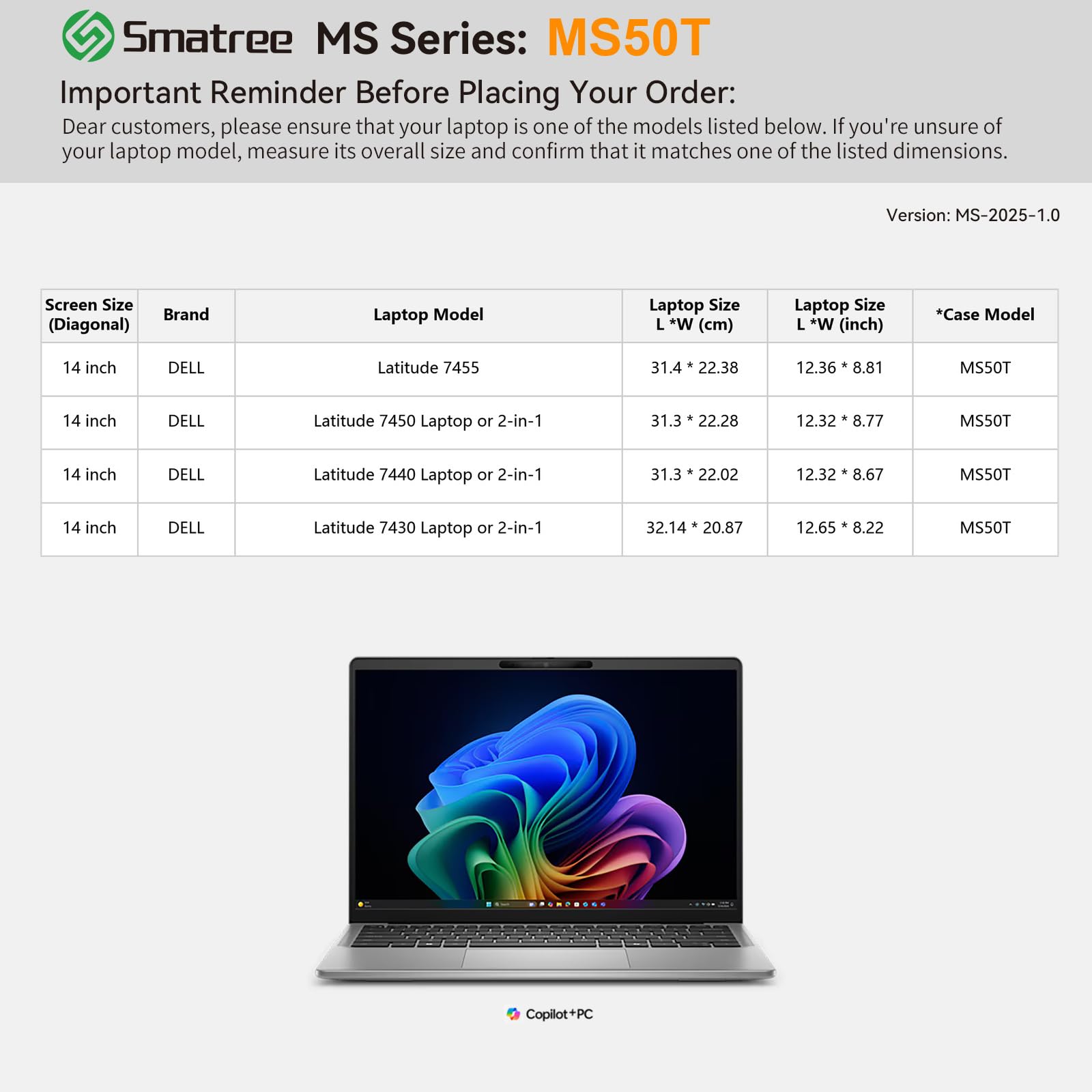 Smatree MS50 housse PC 14 pouces EVA Dell Latitude