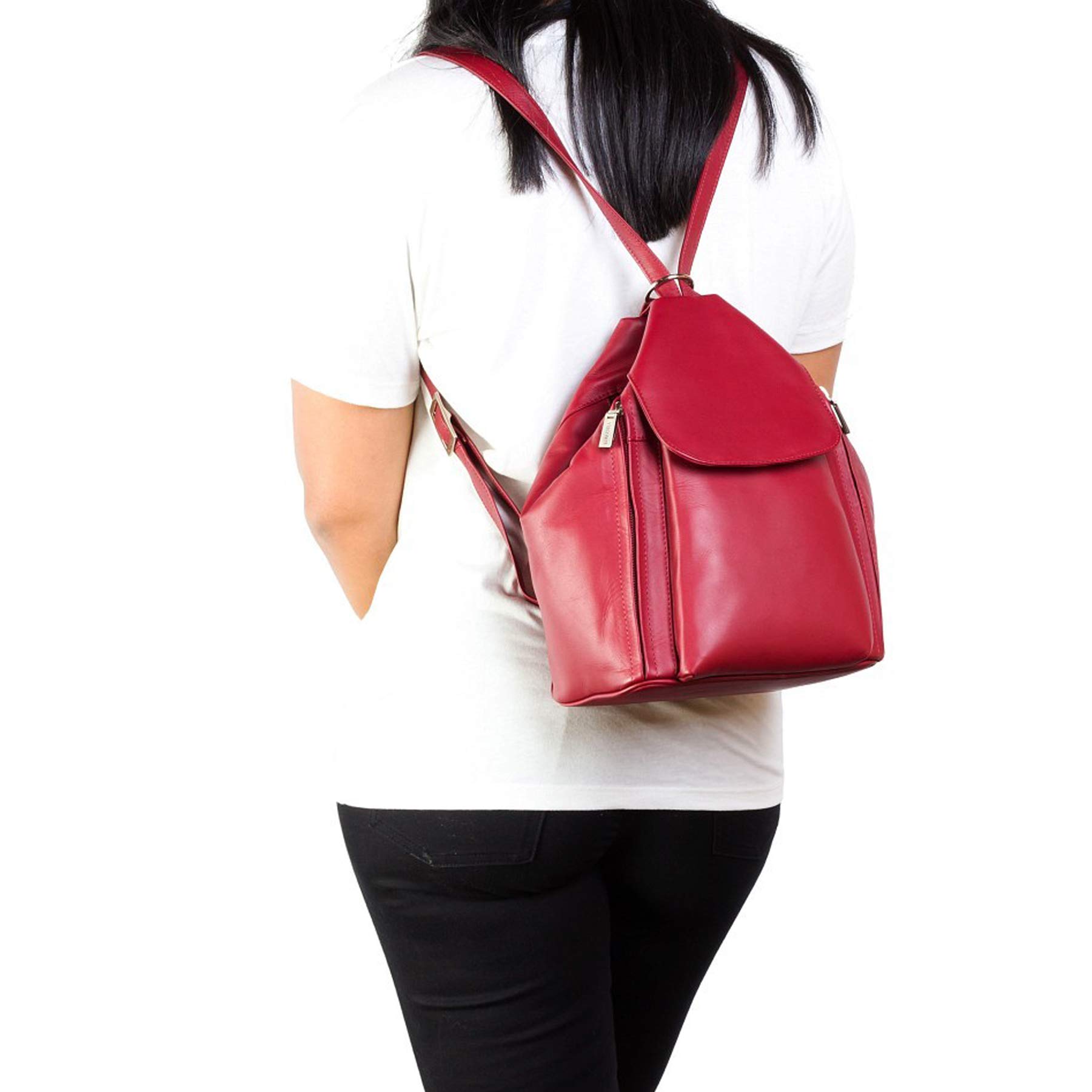 Visconti 18357 Danii sac à dos cuir rouge multipoches