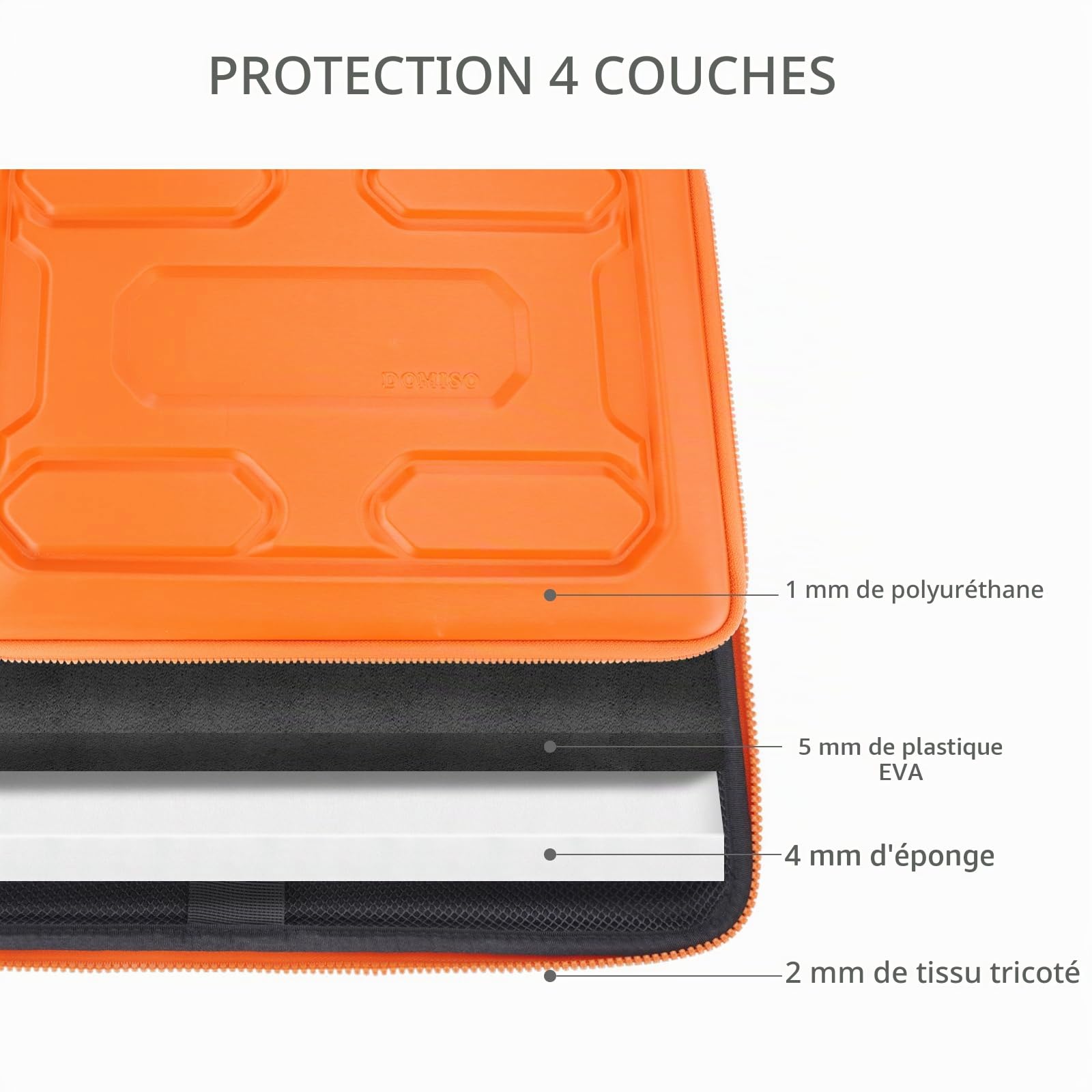 DOMISO 17,3 Pouces Housse PC Portable EVA Orange Antichoc