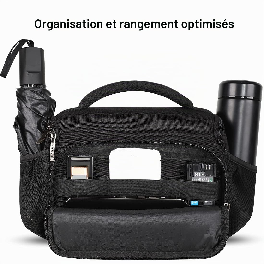 Domiso sac appareil photo reflex noir compact