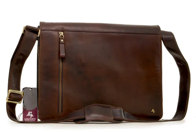 Visconti ML23 Carter besace cuir marron format A4