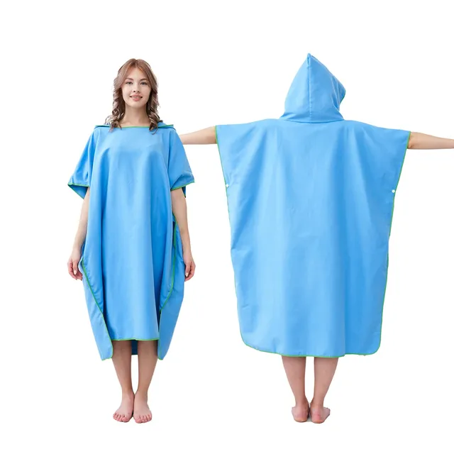 jooeer poncho surf microfibre adulte bleu capuche 110 cm