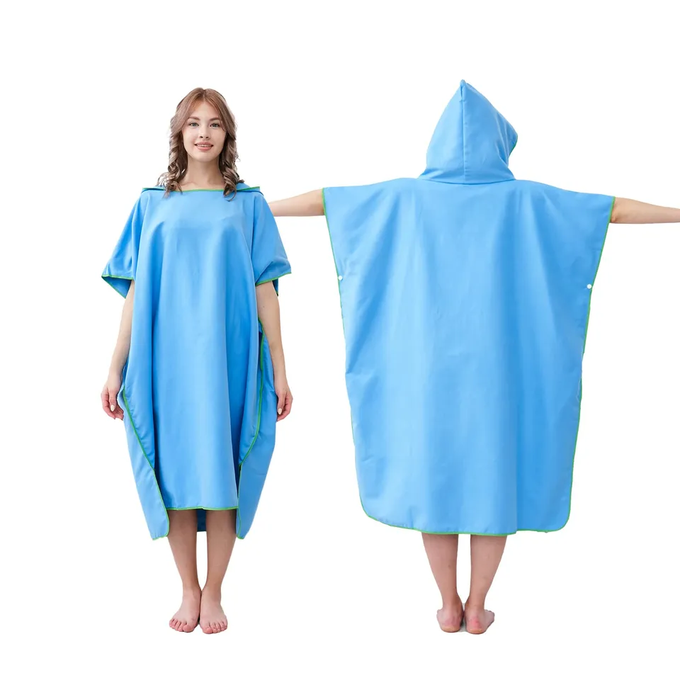 jooeer poncho surf microfibre adulte bleu capuche 110 cm
