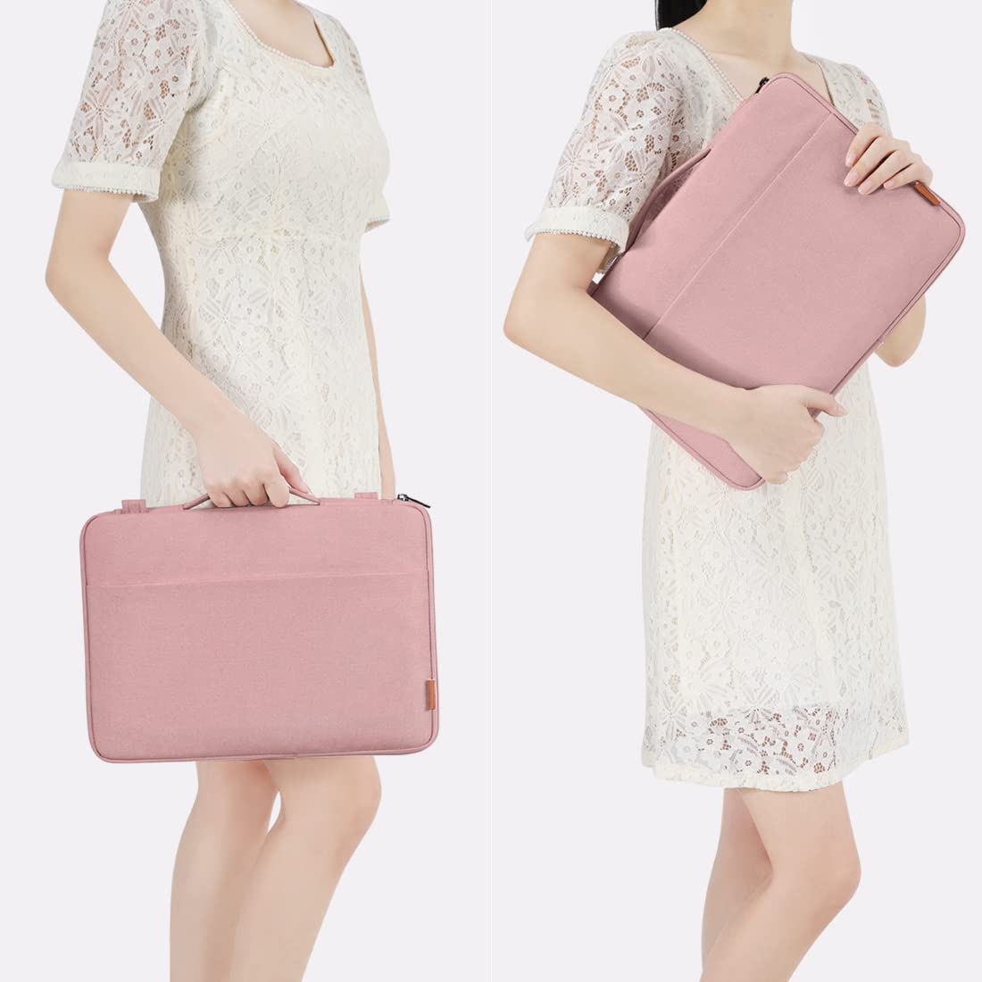 DOMISO Housse ordinateur portable 14 pouces rose avec pochette