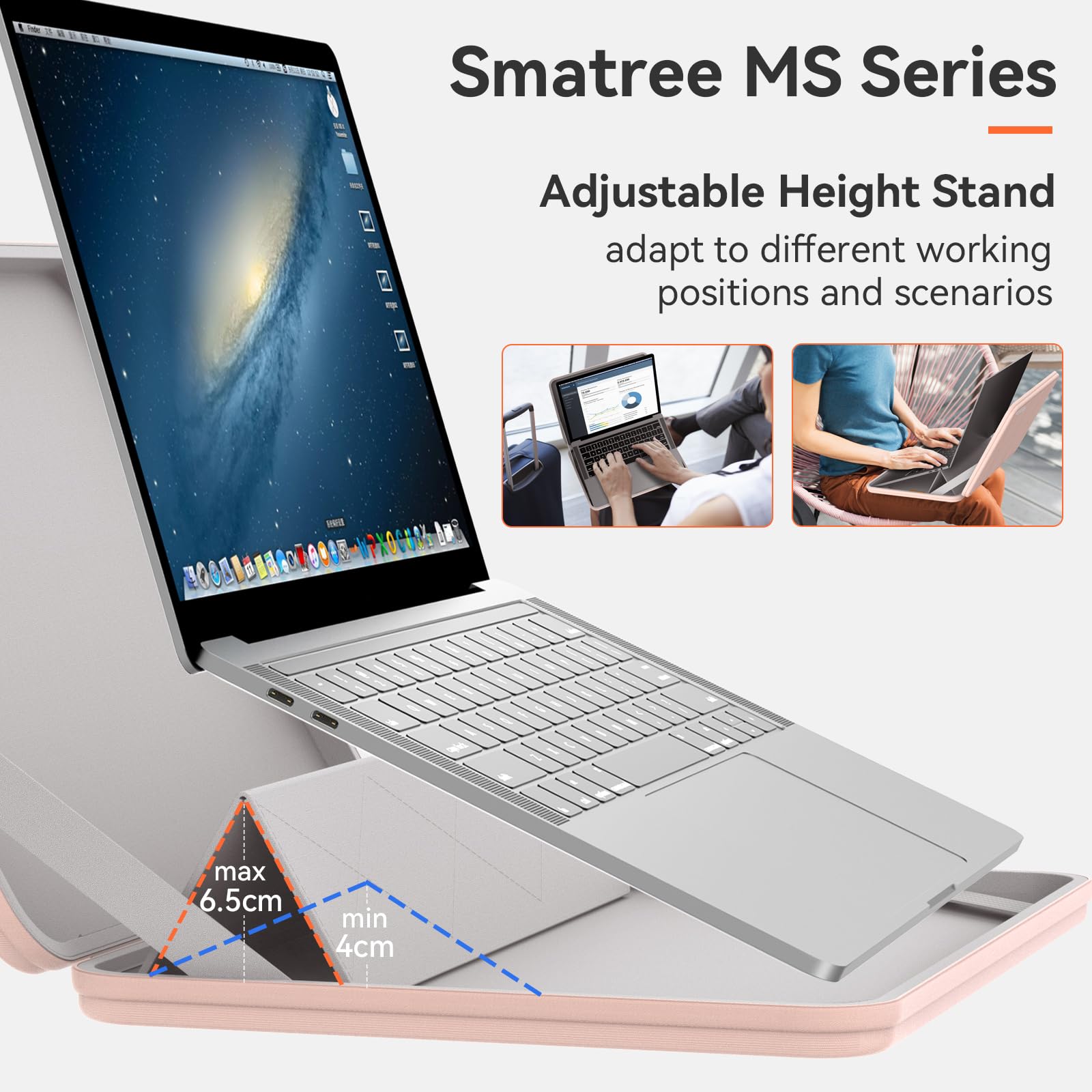 Smatree MS89 housse PC 16" rigide rose avec support