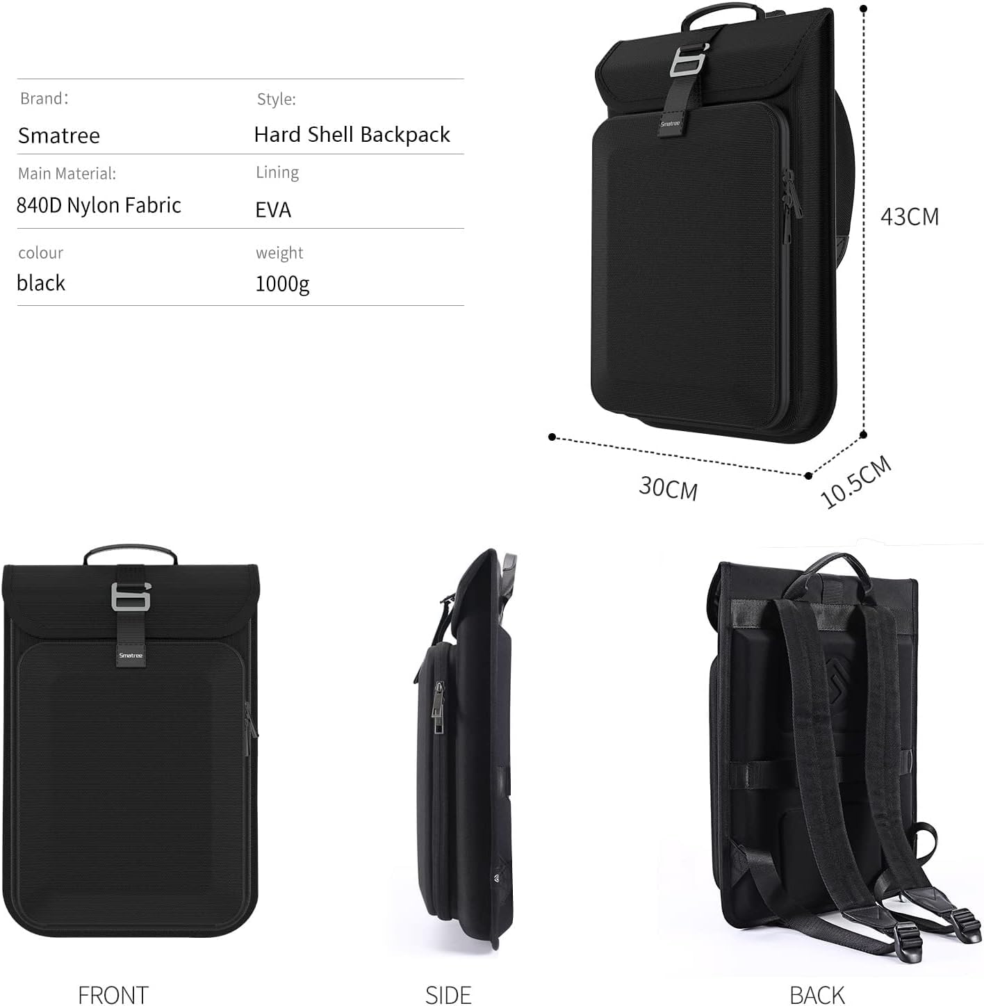 Smatree sac à dos ordinateur portable protection rembourrée