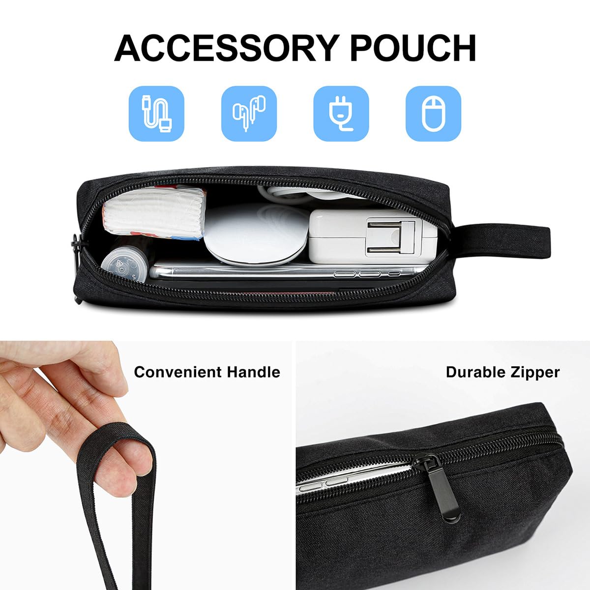 jooeer Housse Ordinateur 11 Pouces Noir Imperméable + Pochette