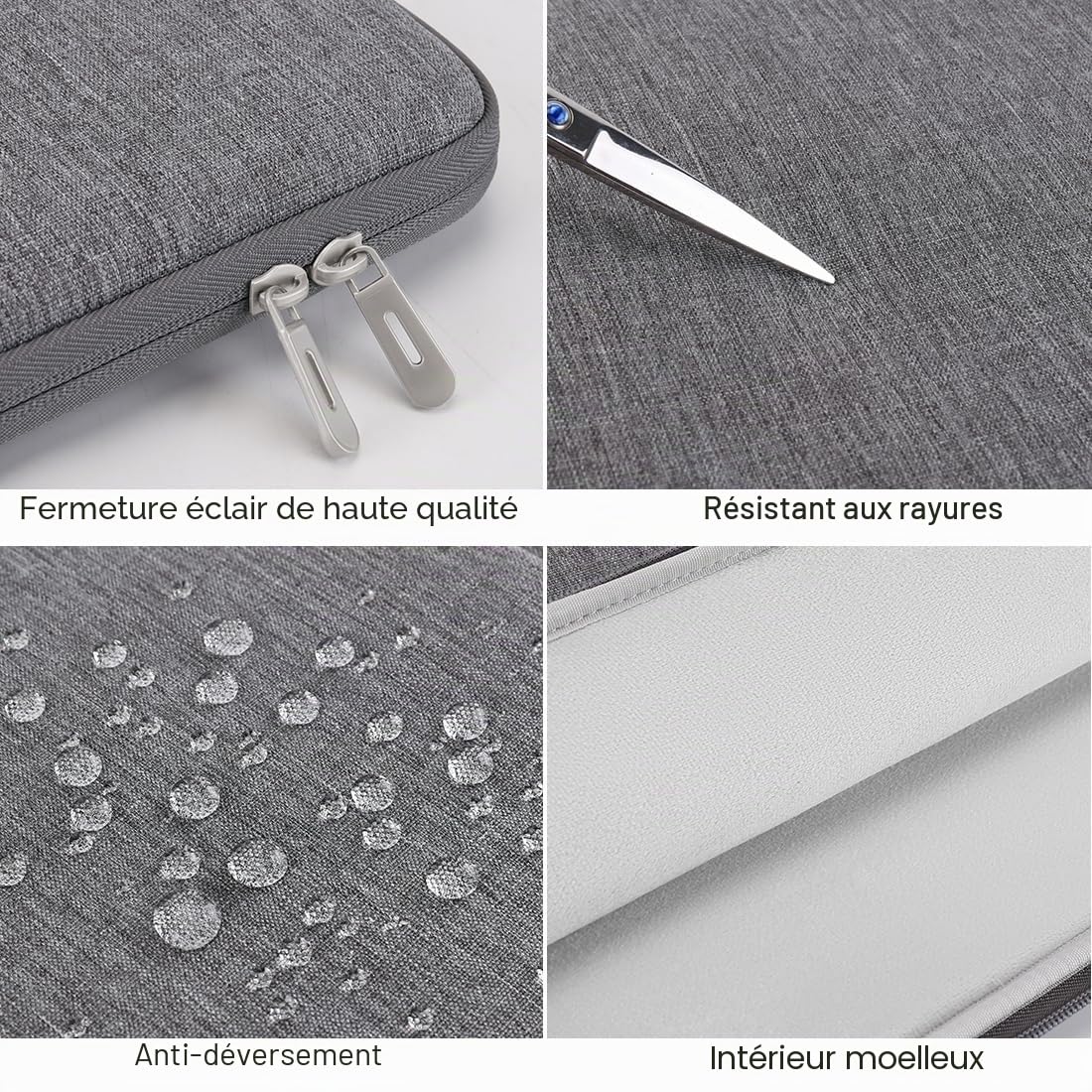 Domiso pochette ordinateur 17,3 pouces gris fine
