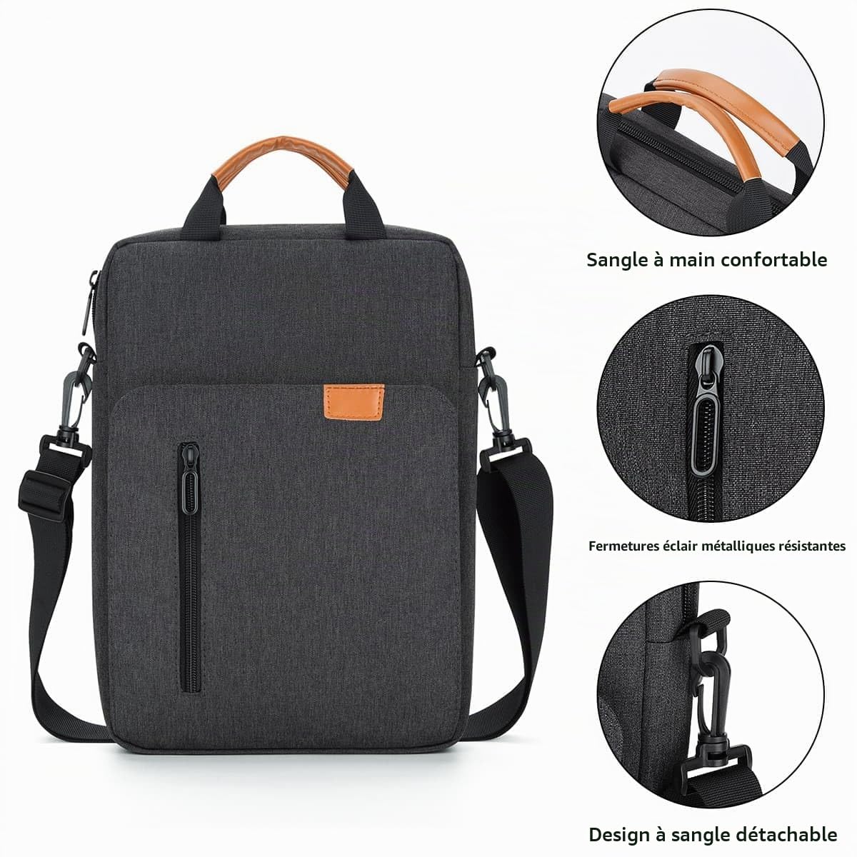 jooeer 14 pouces housse PC bandoulière gris foncé