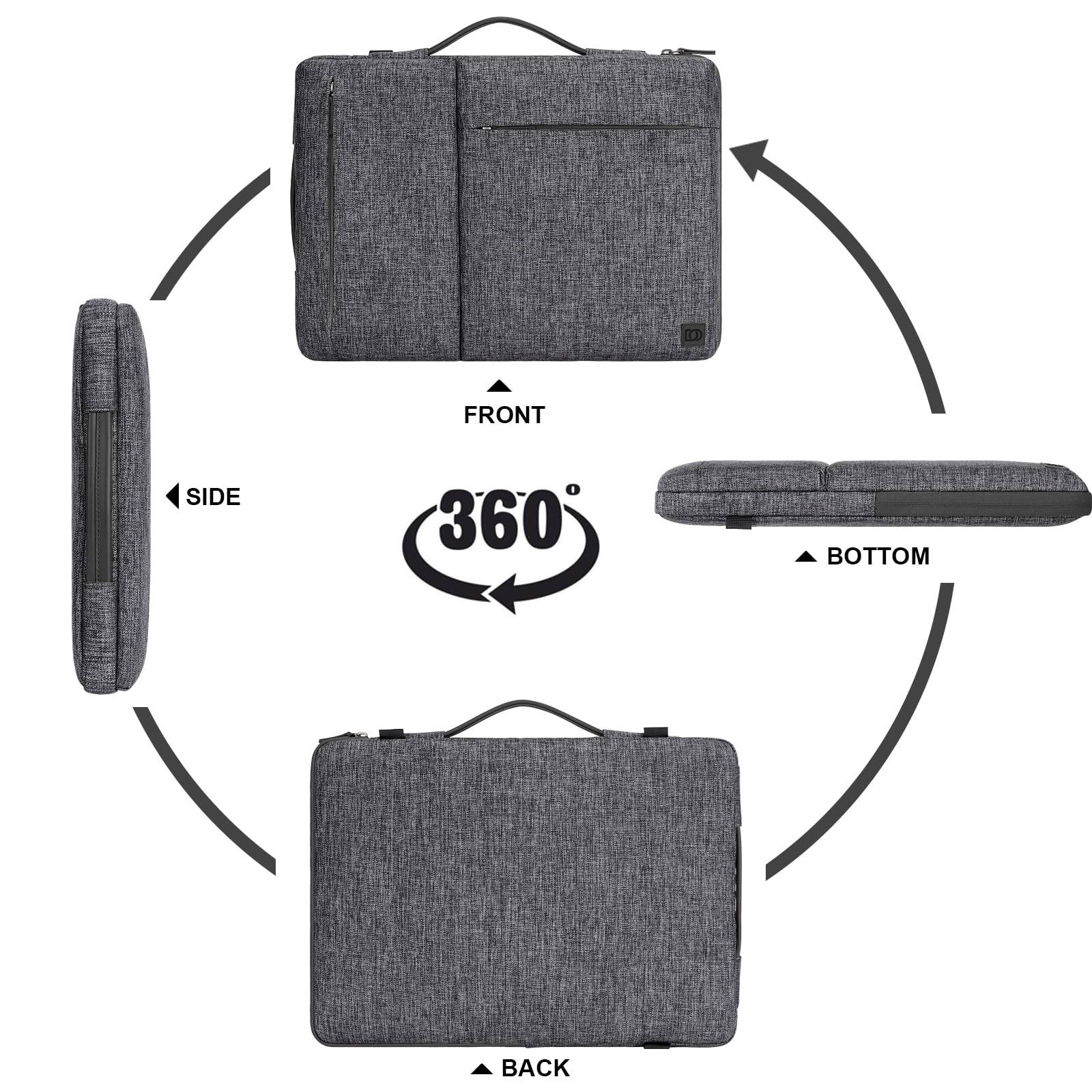 DOMISO Housse ordinateur portable 14 pouces gris imperméable