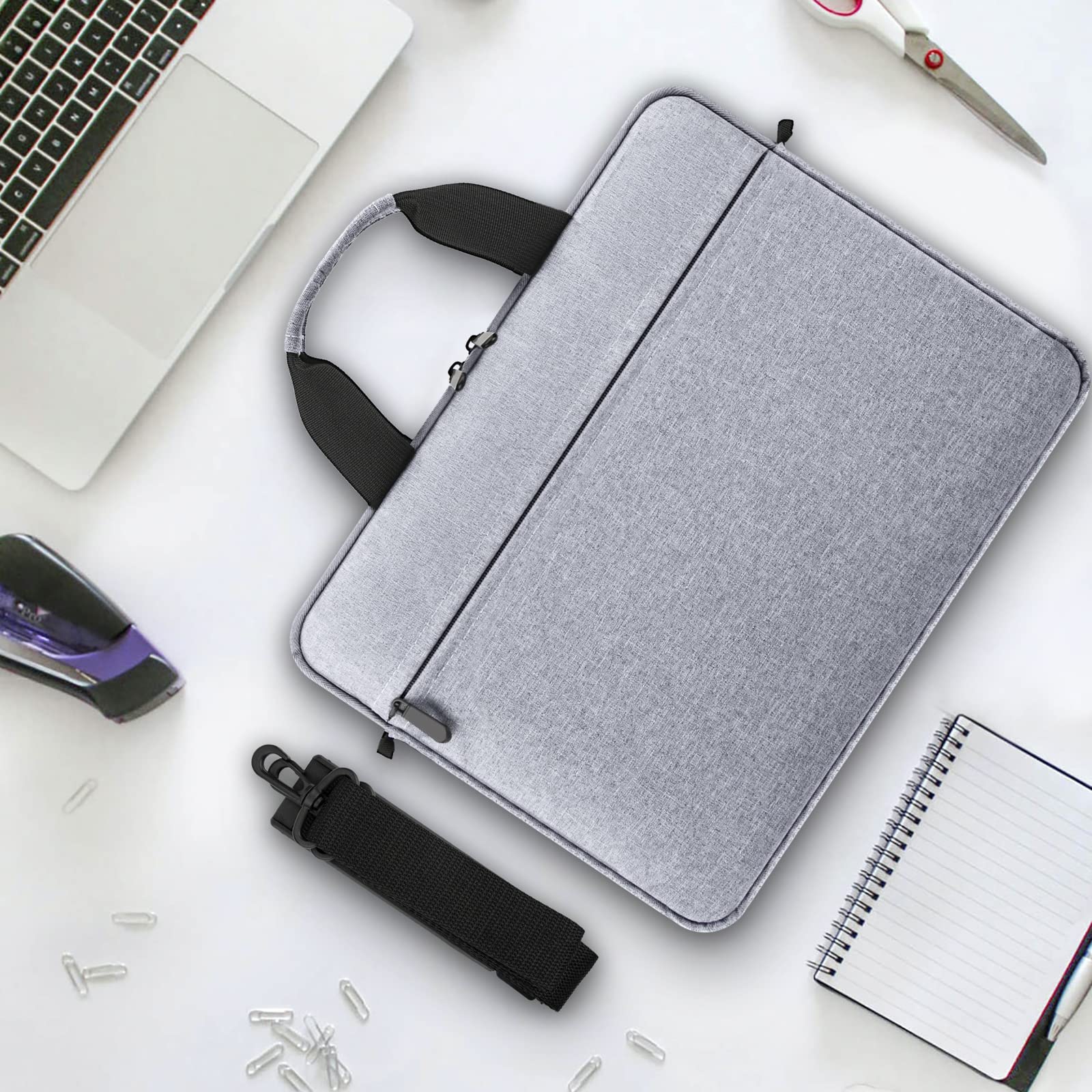 Jooeer pochette ordinateur 13/14/15" grise bandoulière imperméable
